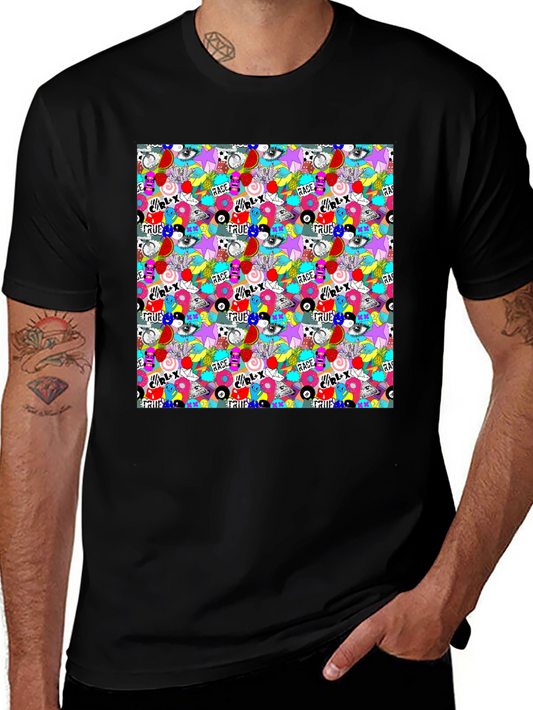 Funky Graffiti Graphic Print Black T-Shirt