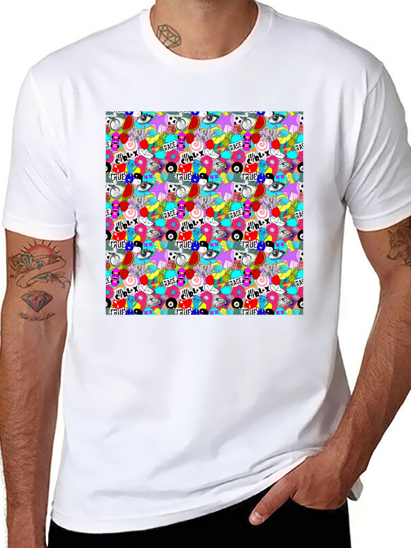 Funky Graffiti Graphic Print Black T-Shirt