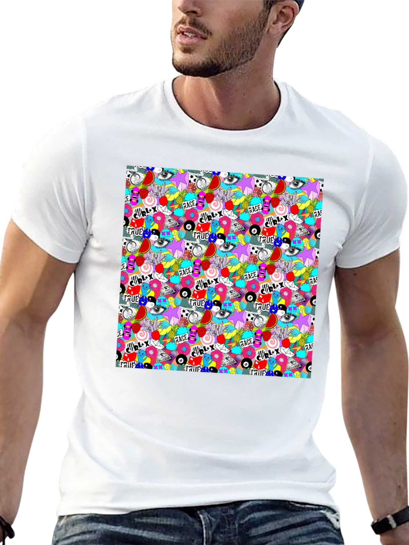 Funky Graffiti Graphic Print Black T-Shirt