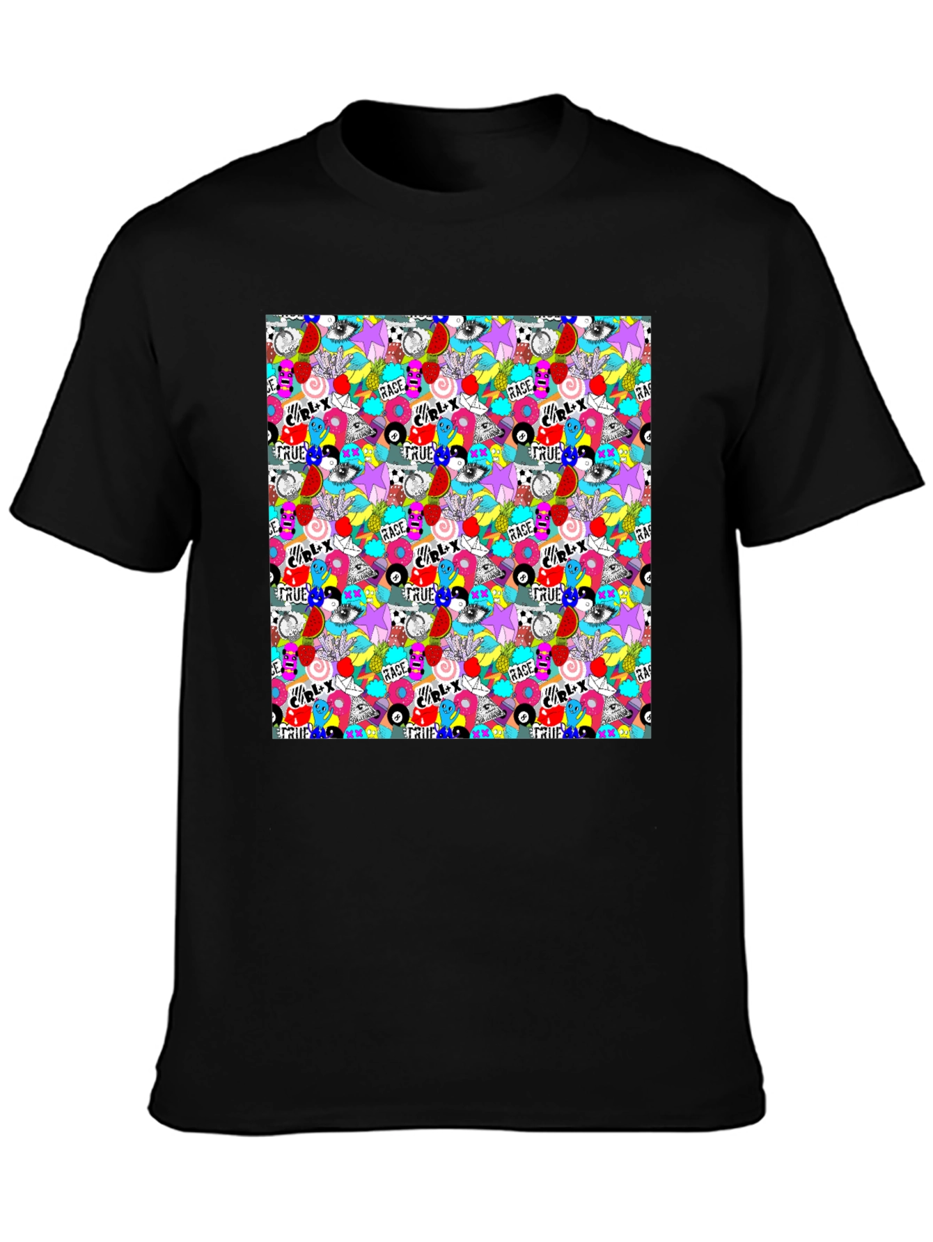 Funky Graffiti Graphic Print Black T-Shirt