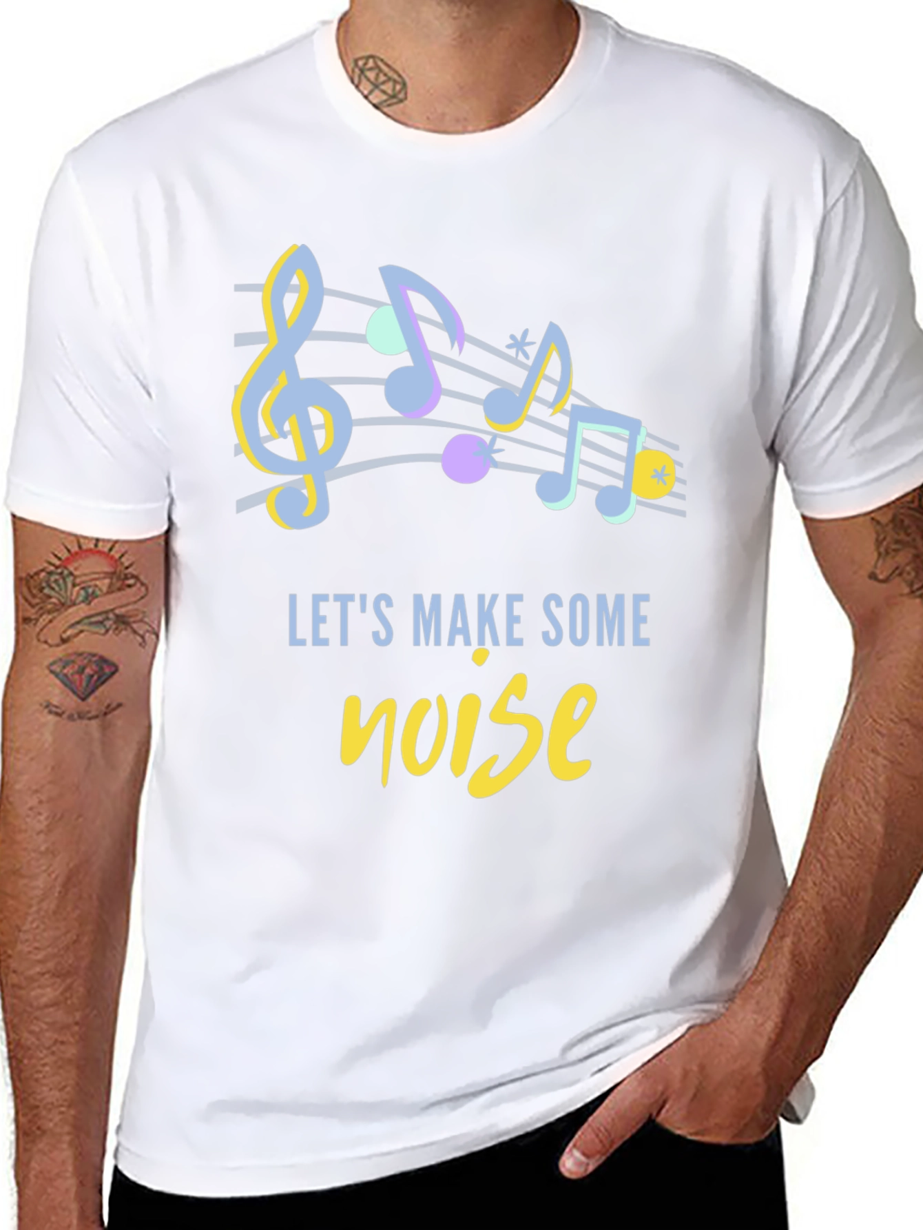 Musical Notes Graphic Black T-Shirt