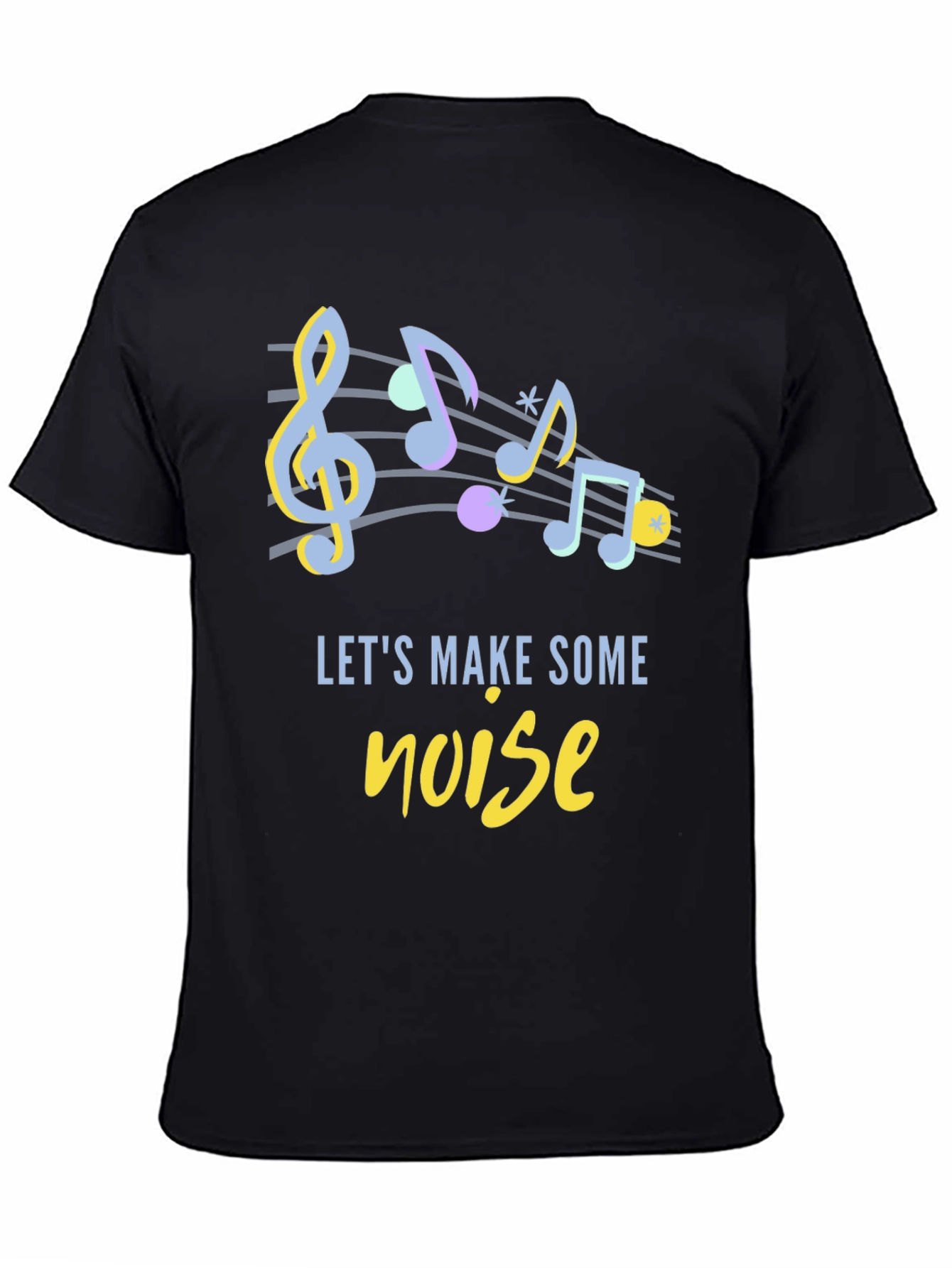 Musical Notes Graphic Black T-Shirt