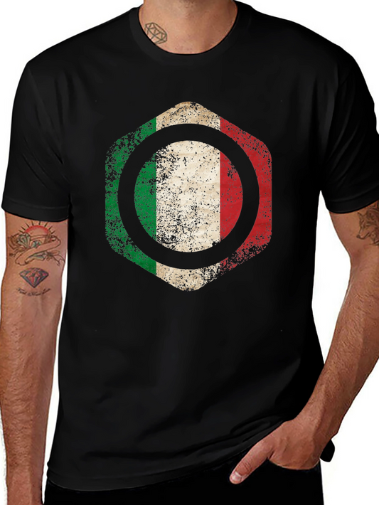 Italian Flag Graphic T-Shirt - Mens Black Tee