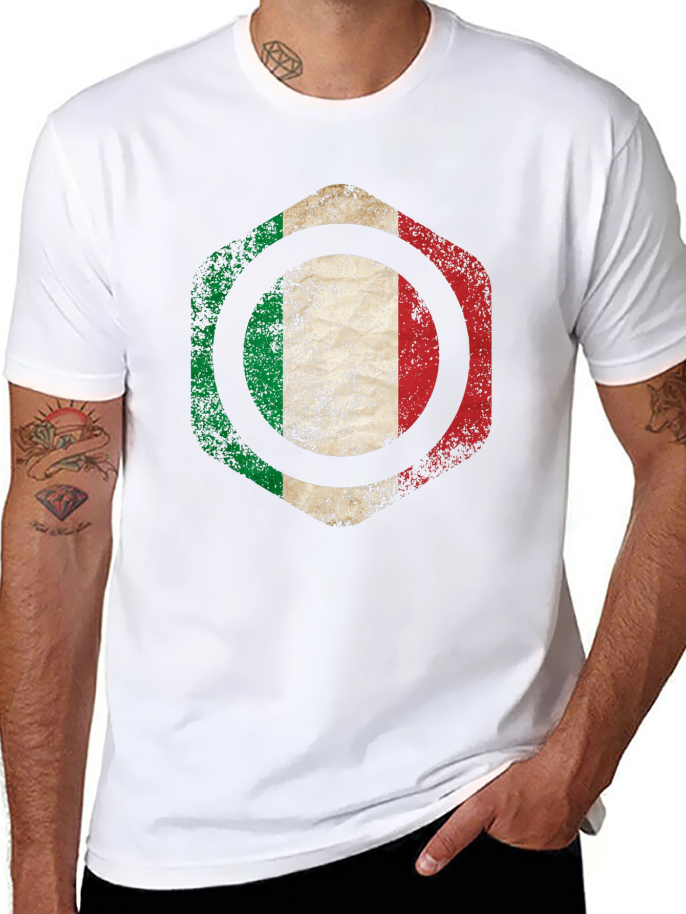 Italian Flag Graphic T-Shirt - Mens Black Tee