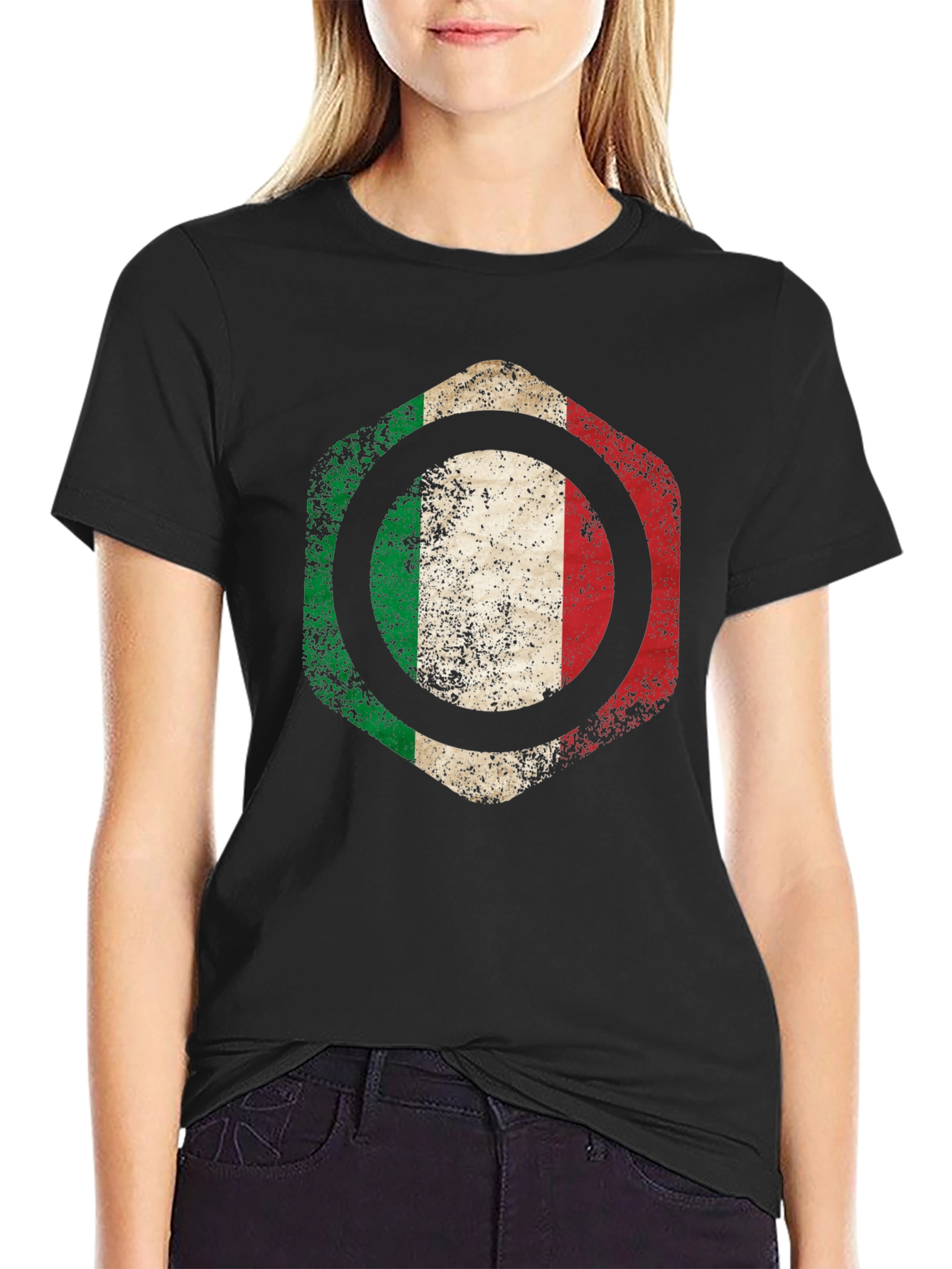Italian Flag Graphic T-Shirt - Mens Black Tee