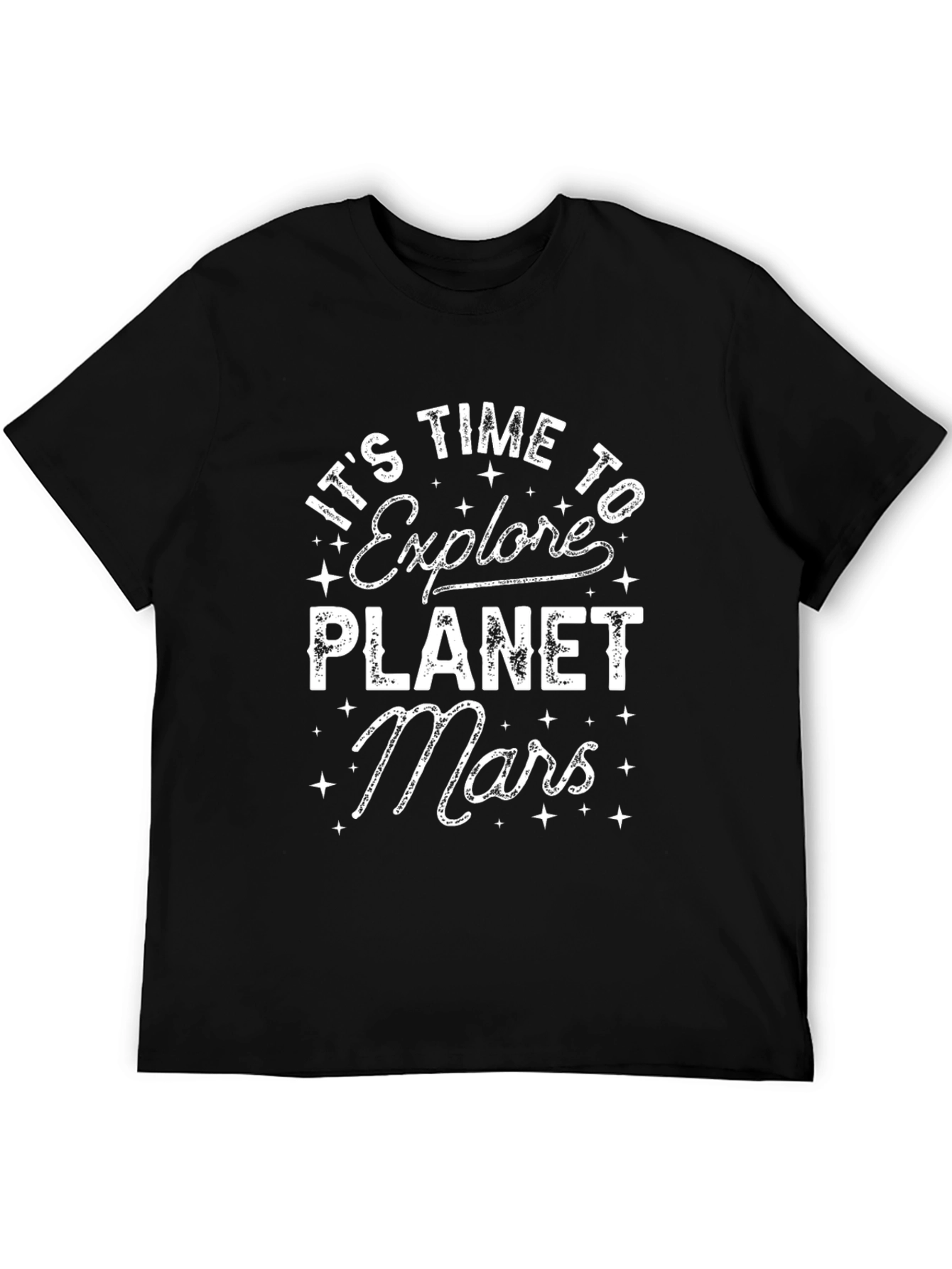 Explore Planet Mars Black Graphic T-Shirt