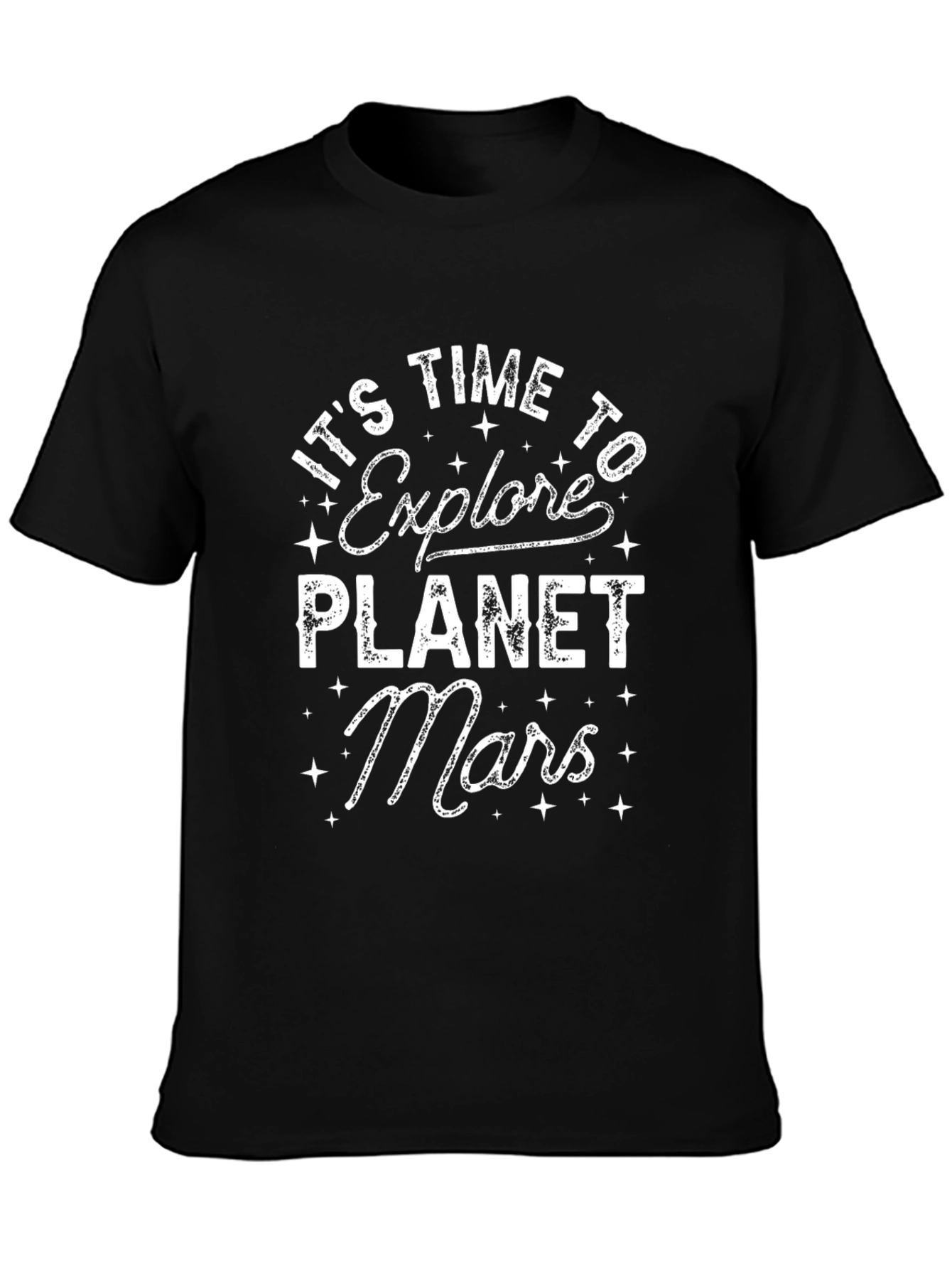 Explore Planet Mars Black Graphic T-Shirt