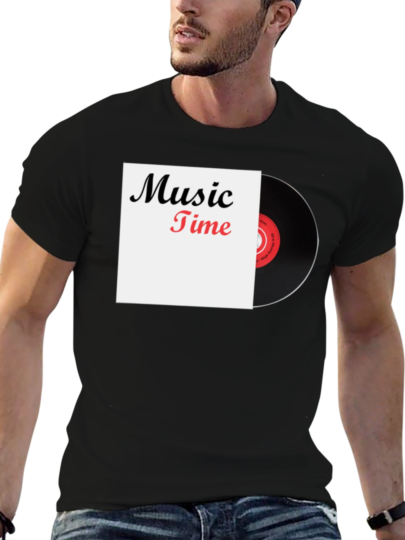 Music Time Vinyl Record Graphic T-Shirt