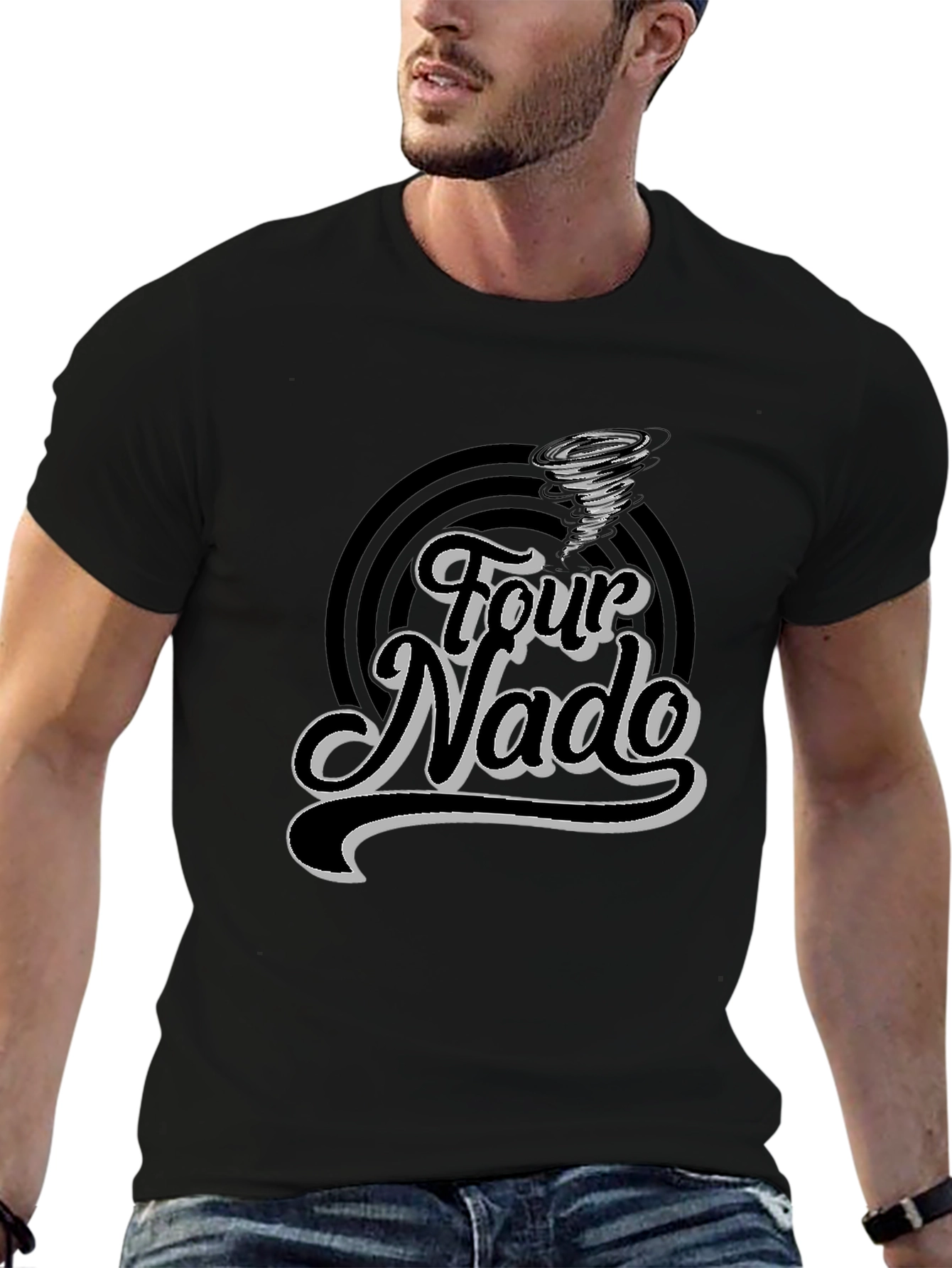 Four Nado Graphic Tee - Stylish Black T-Shirt