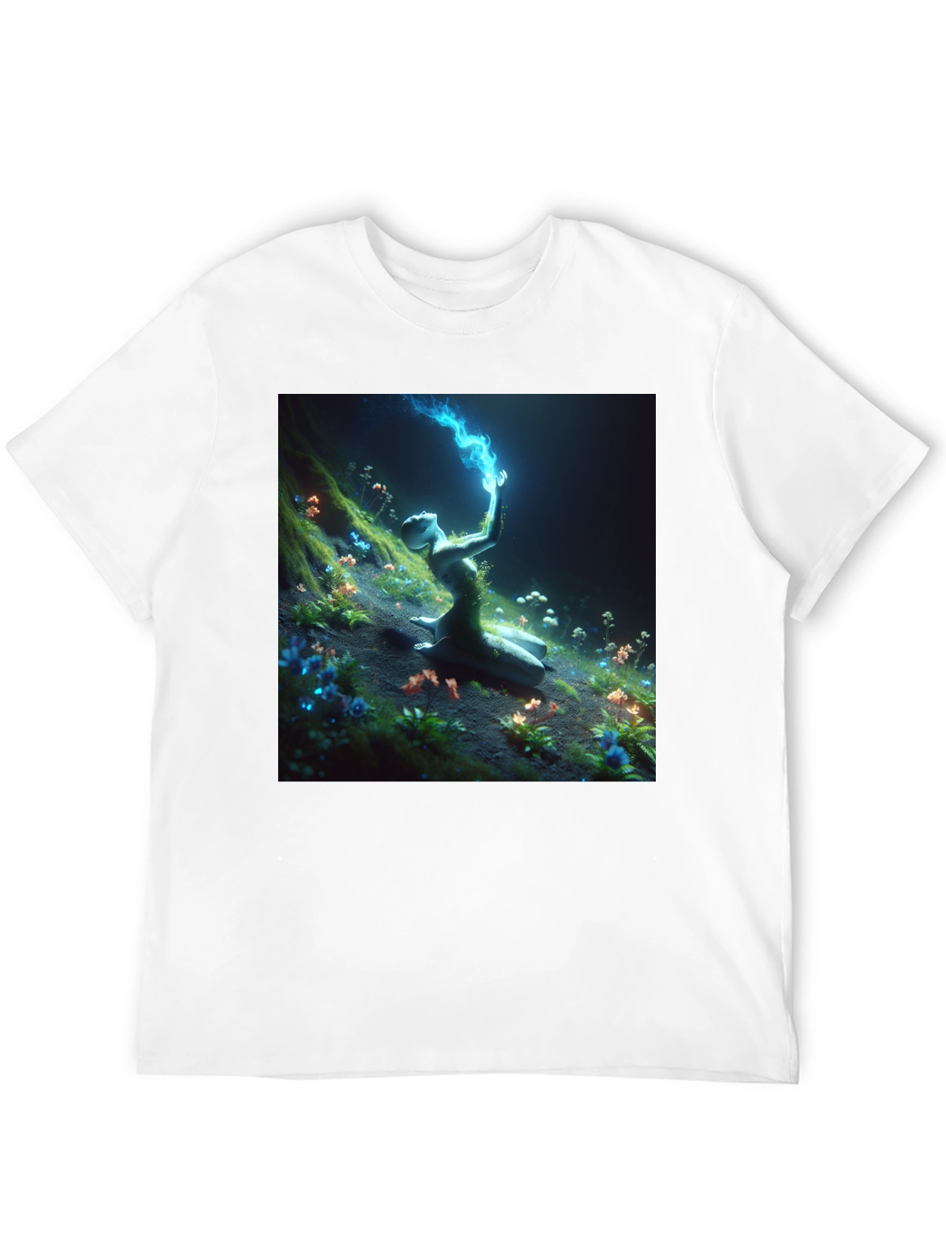 Mystic Garden Graphic Tee - Black Cotton Shirt