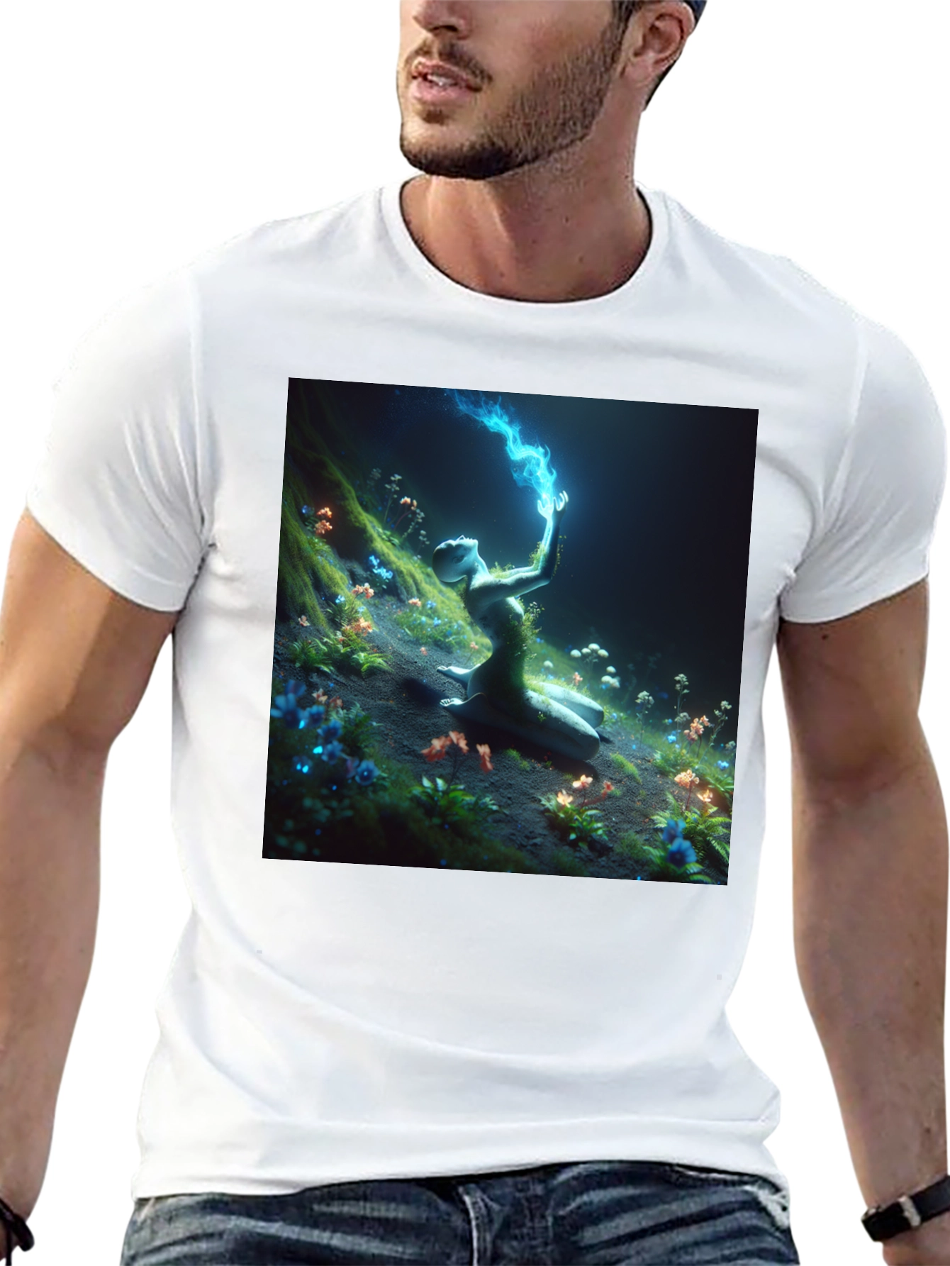 Mystic Garden Graphic Tee - Black Cotton Shirt