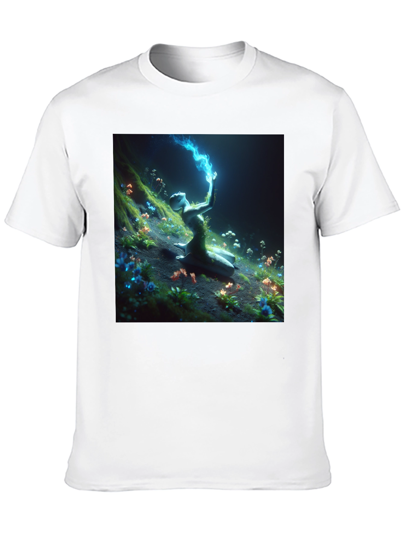 Mystic Garden Graphic Tee - Black Cotton Shirt