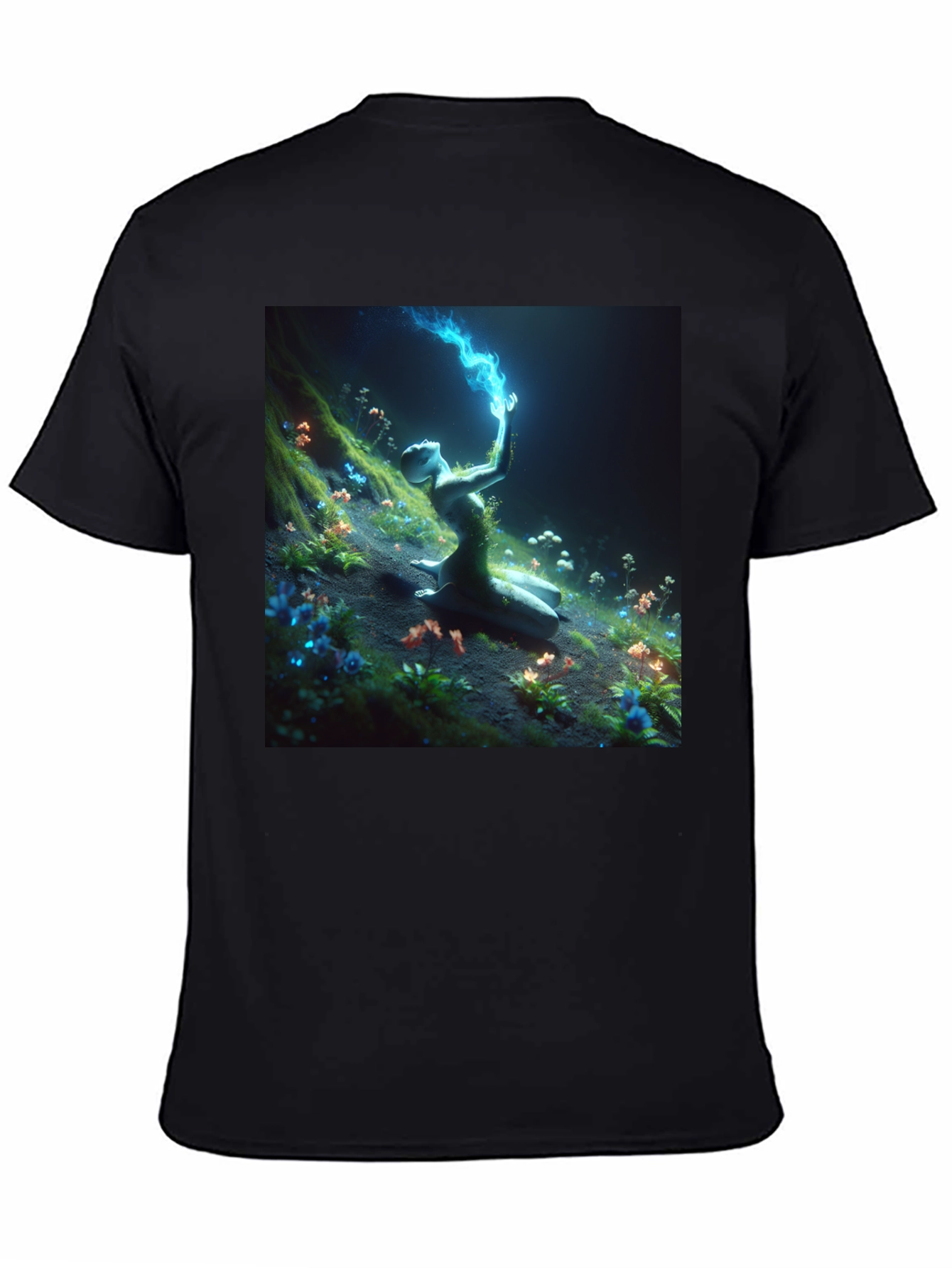 Mystic Garden Graphic Tee - Black Cotton Shirt