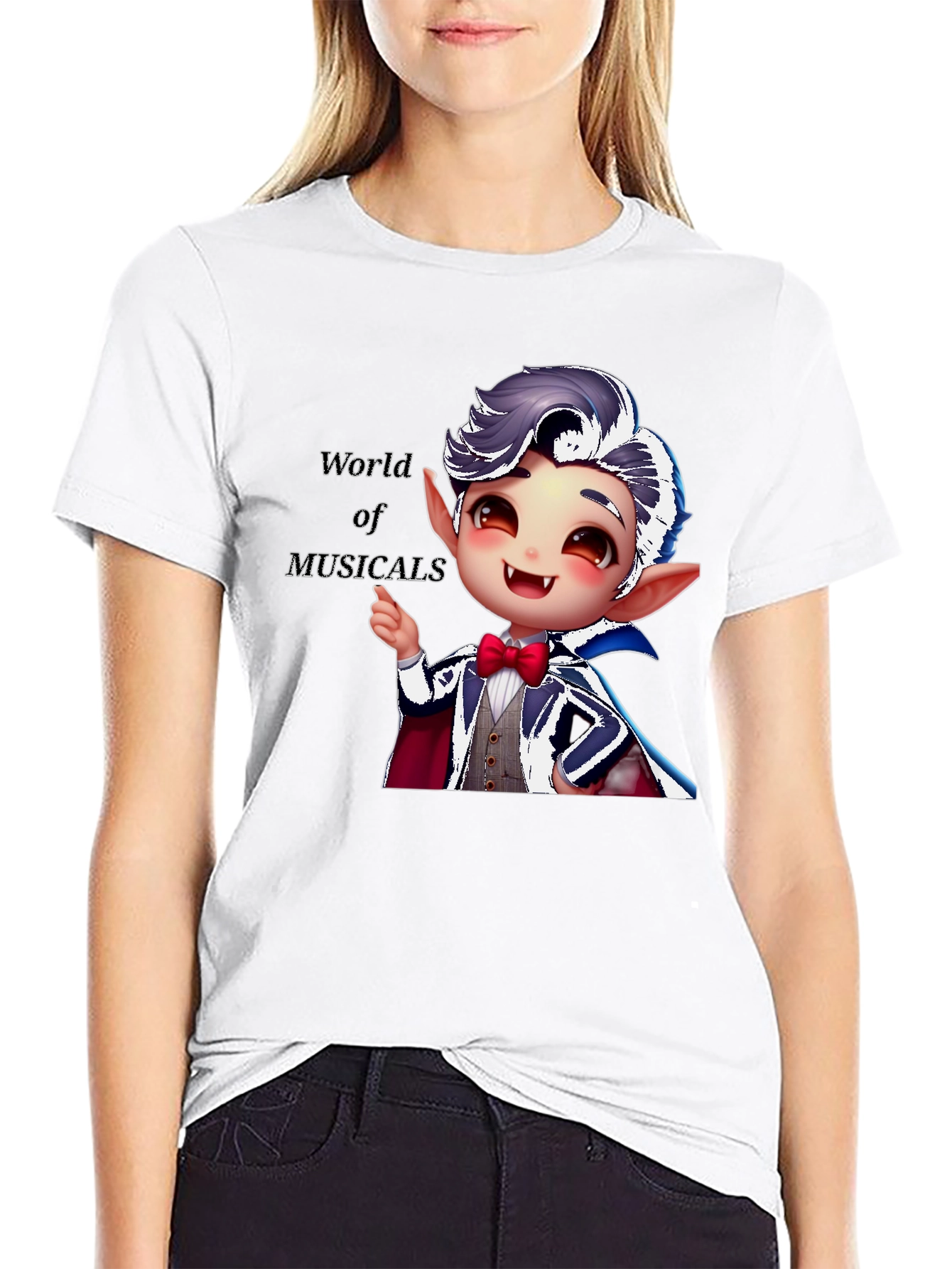 Musical Vampire Graphic Tee - Black Cotton Blend
