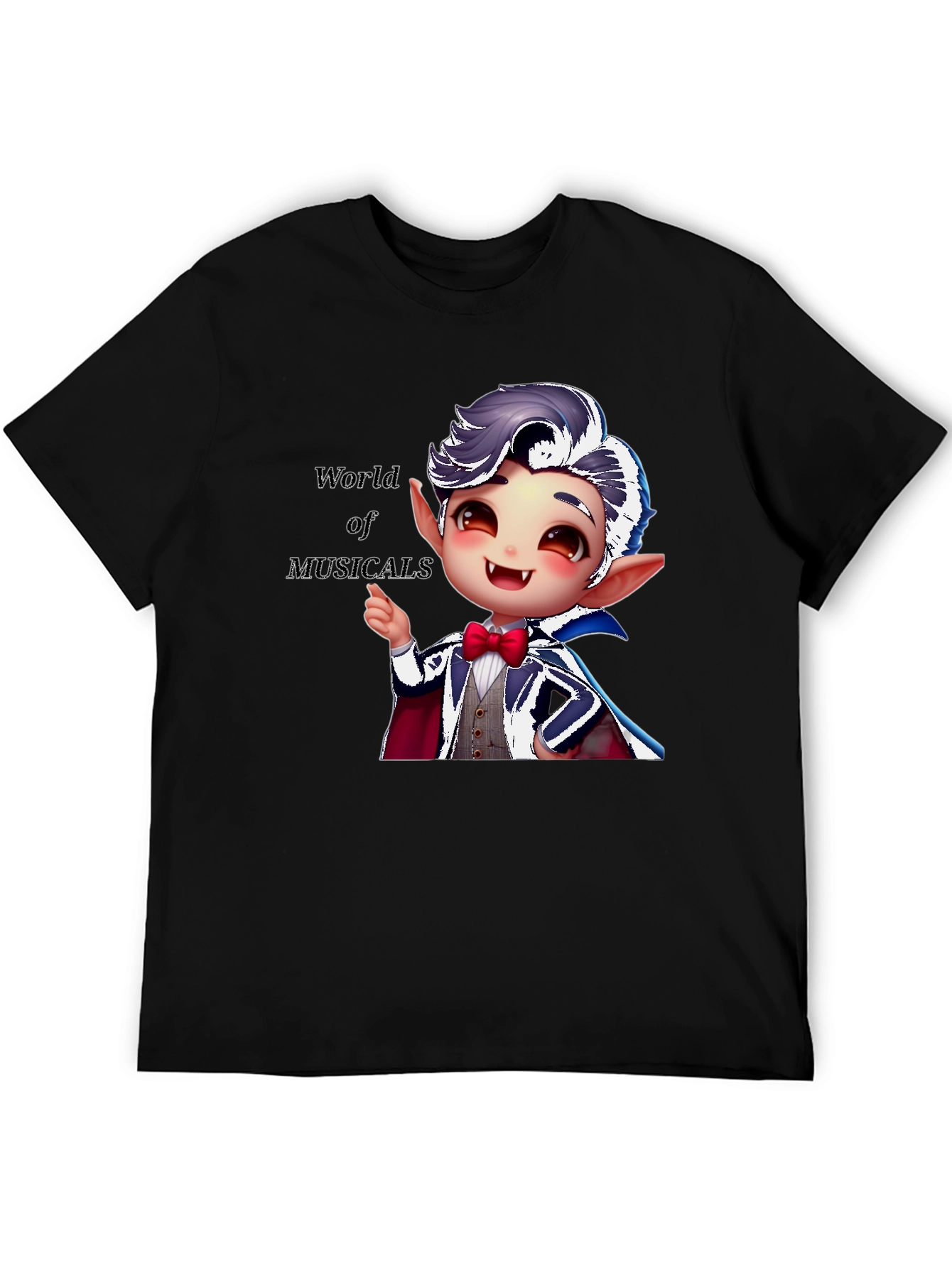 Musical Vampire Graphic Tee - Black Cotton Blend
