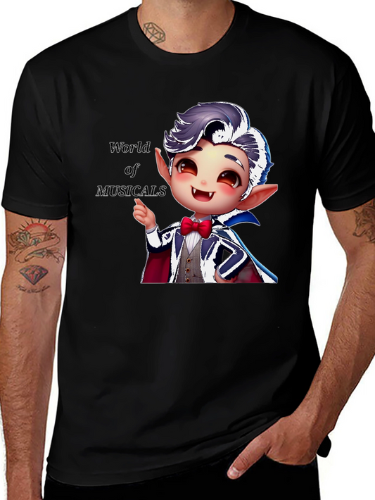 Musical Vampire Graphic Tee - Black Cotton Blend