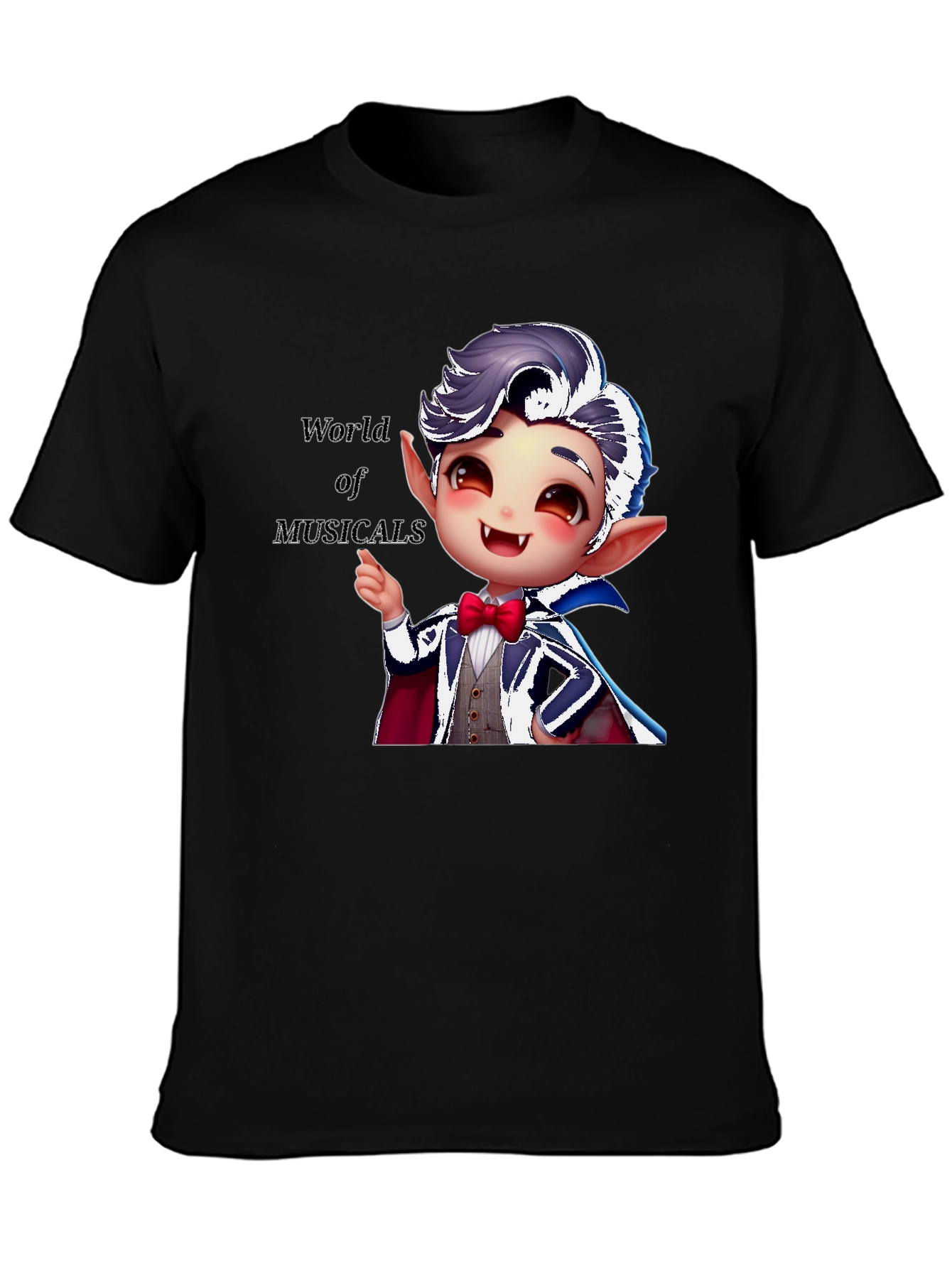 Musical Vampire Graphic Tee - Black Cotton Blend