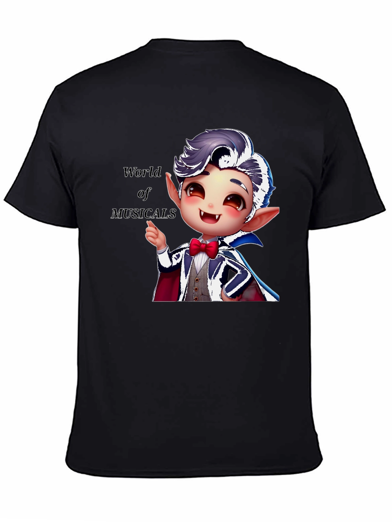 Musical Vampire Graphic Tee - Black Cotton Blend