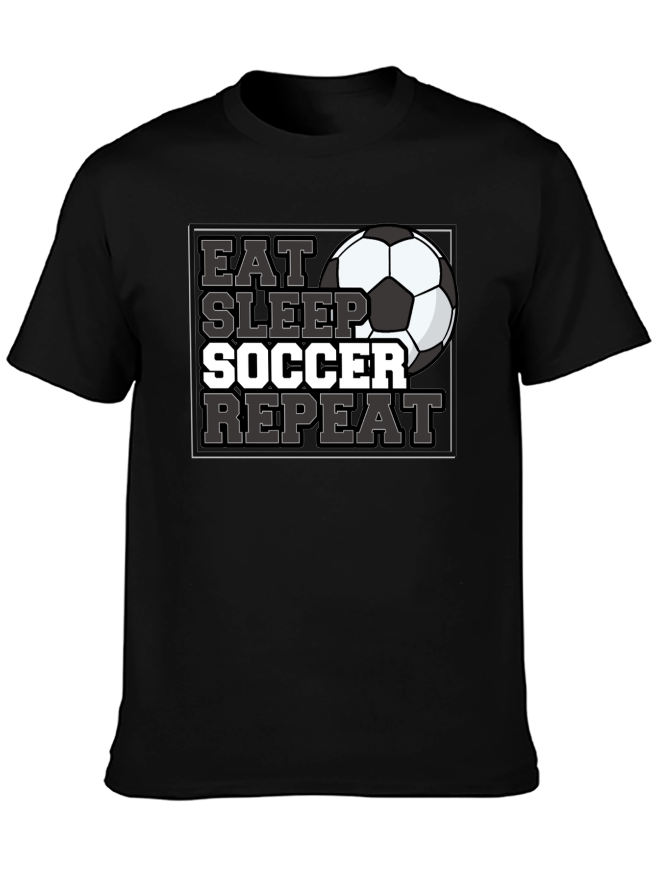 Eat Sleep Soccer Repeat Black T-Shirt