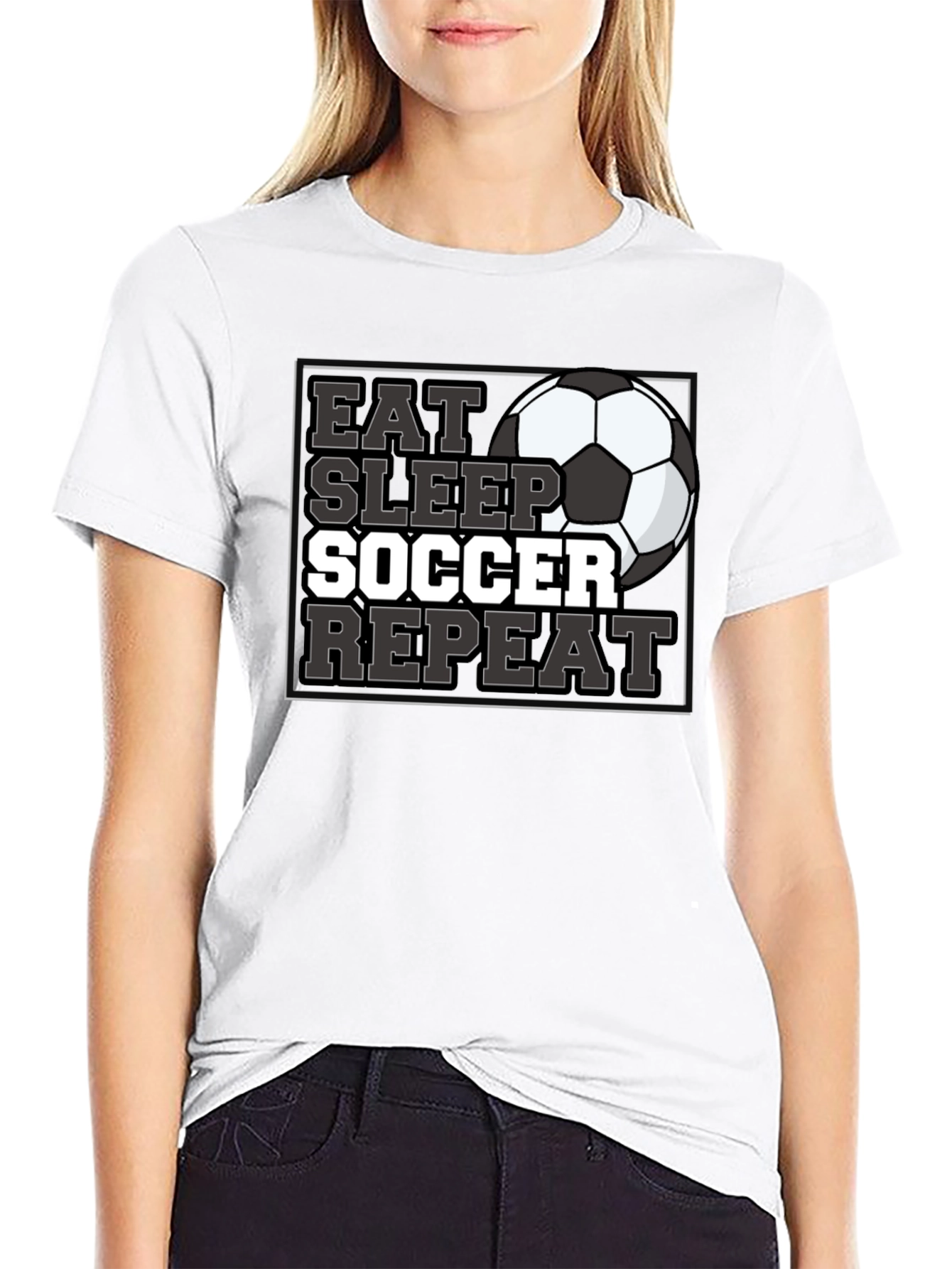 Eat Sleep Soccer Repeat Black T-Shirt