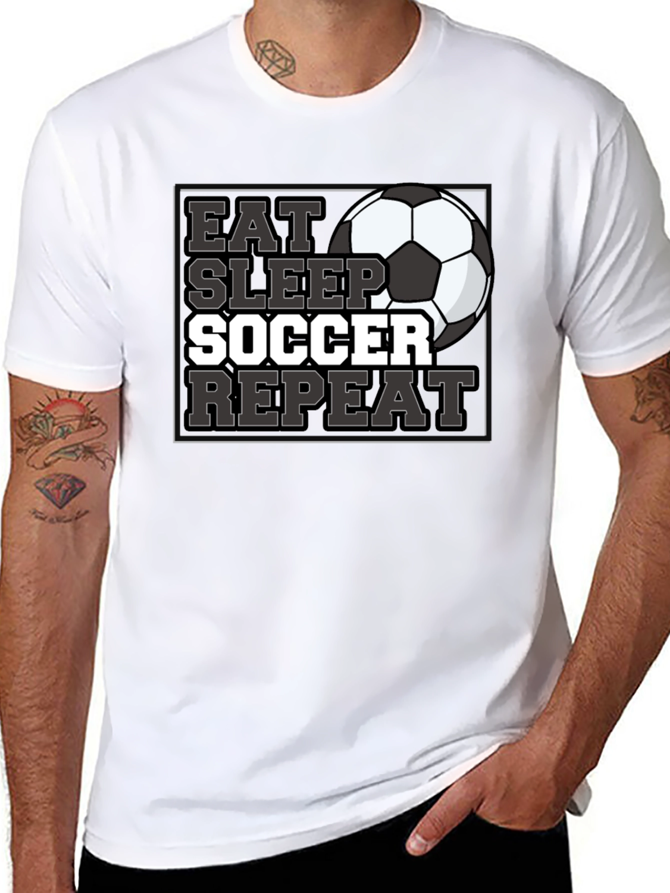 Eat Sleep Soccer Repeat Black T-Shirt