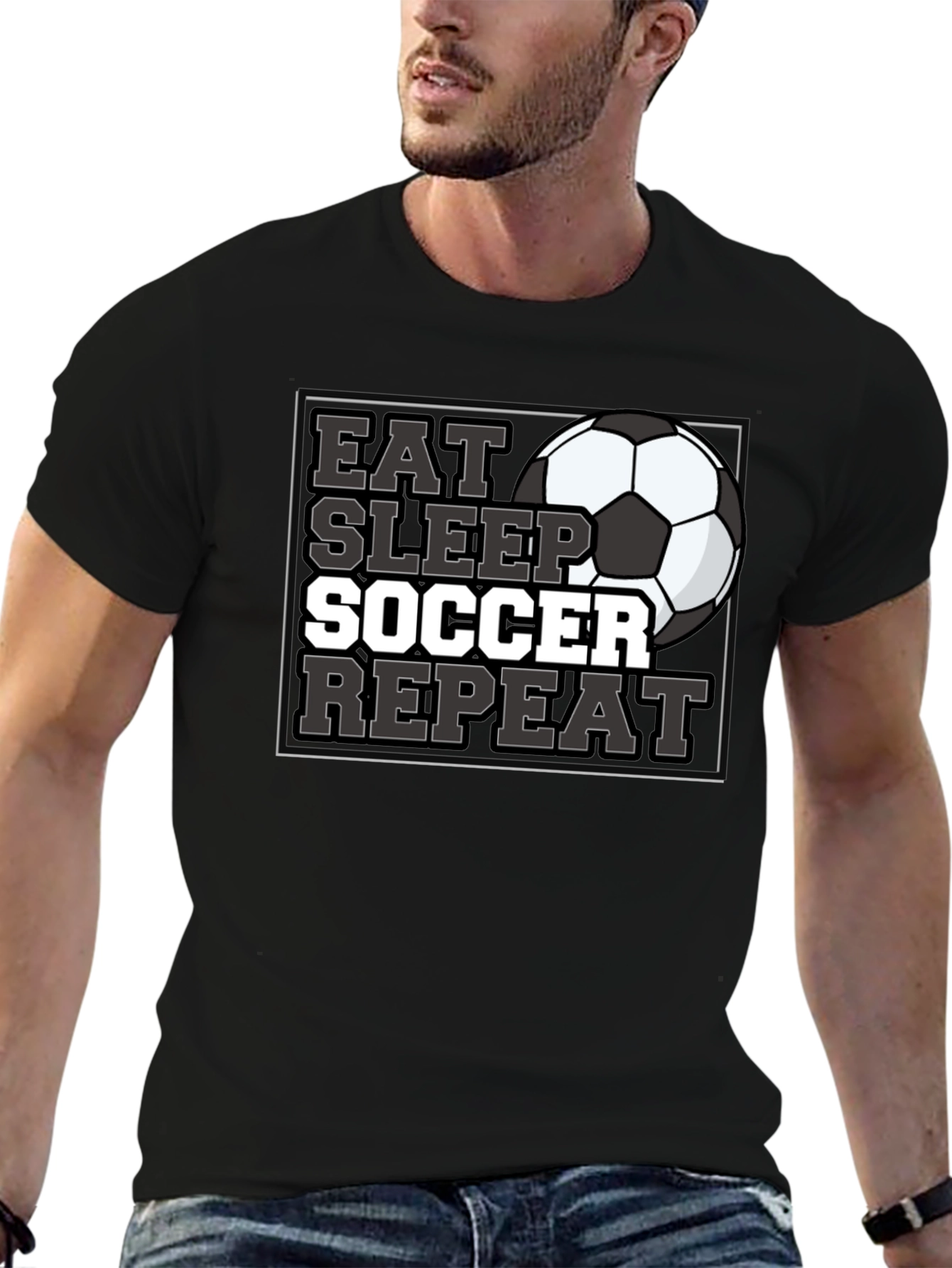 Eat Sleep Soccer Repeat Black T-Shirt