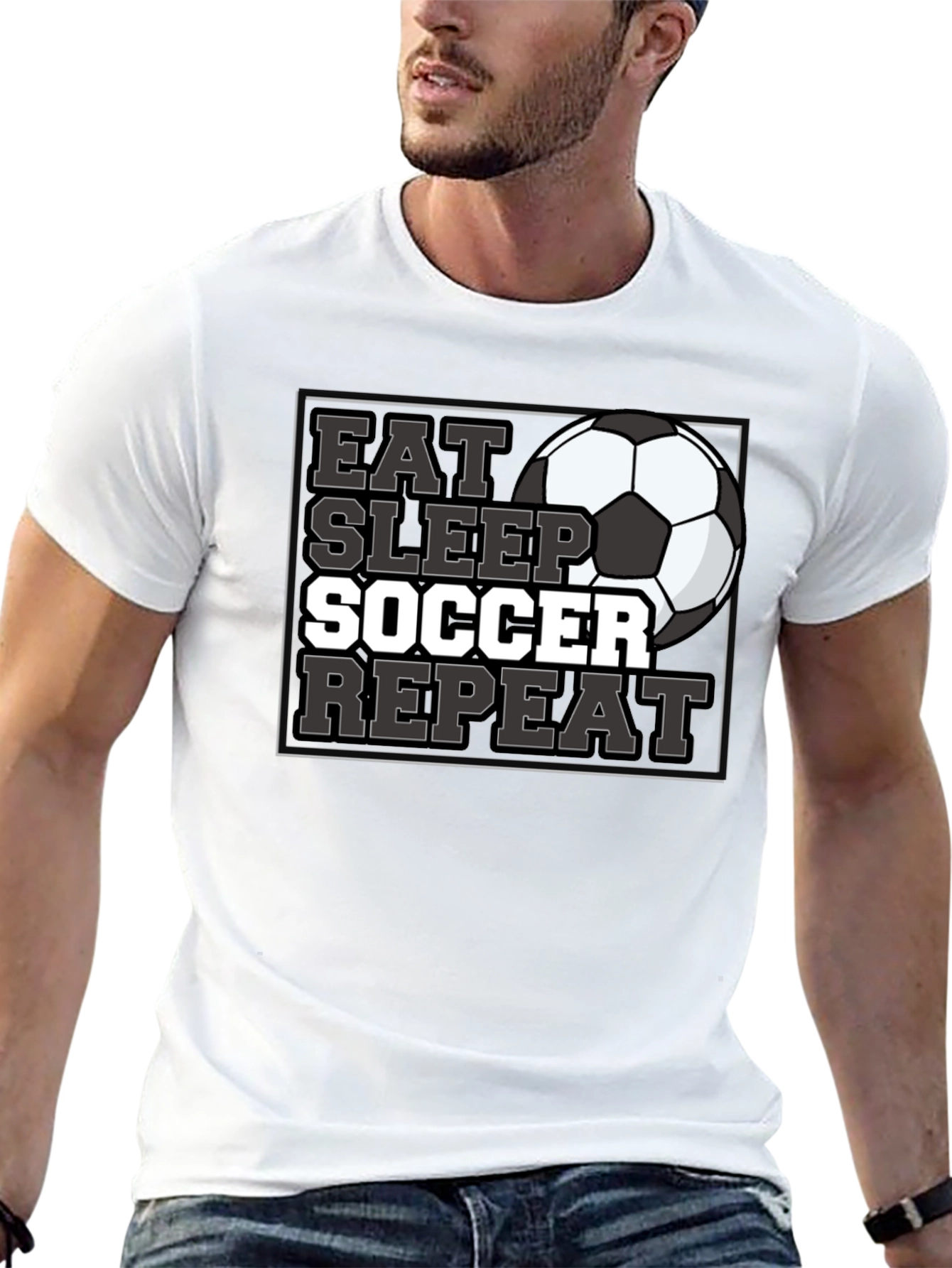 Eat Sleep Soccer Repeat Black T-Shirt