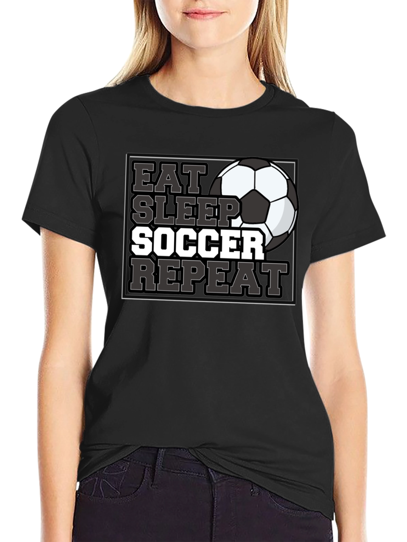 Eat Sleep Soccer Repeat Black T-Shirt