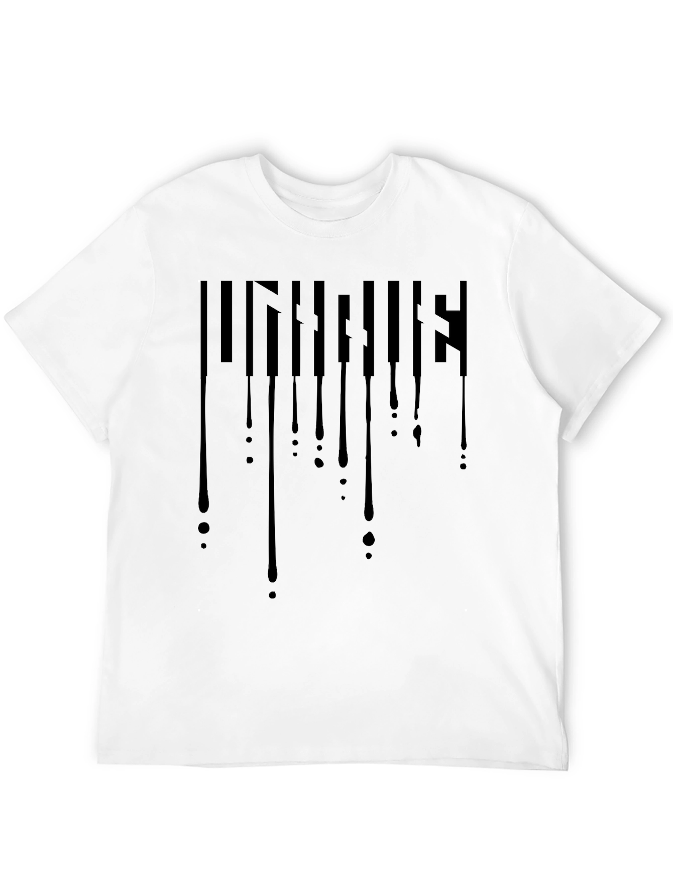 Dripping Piano Keys Graphic Black T-Shirt