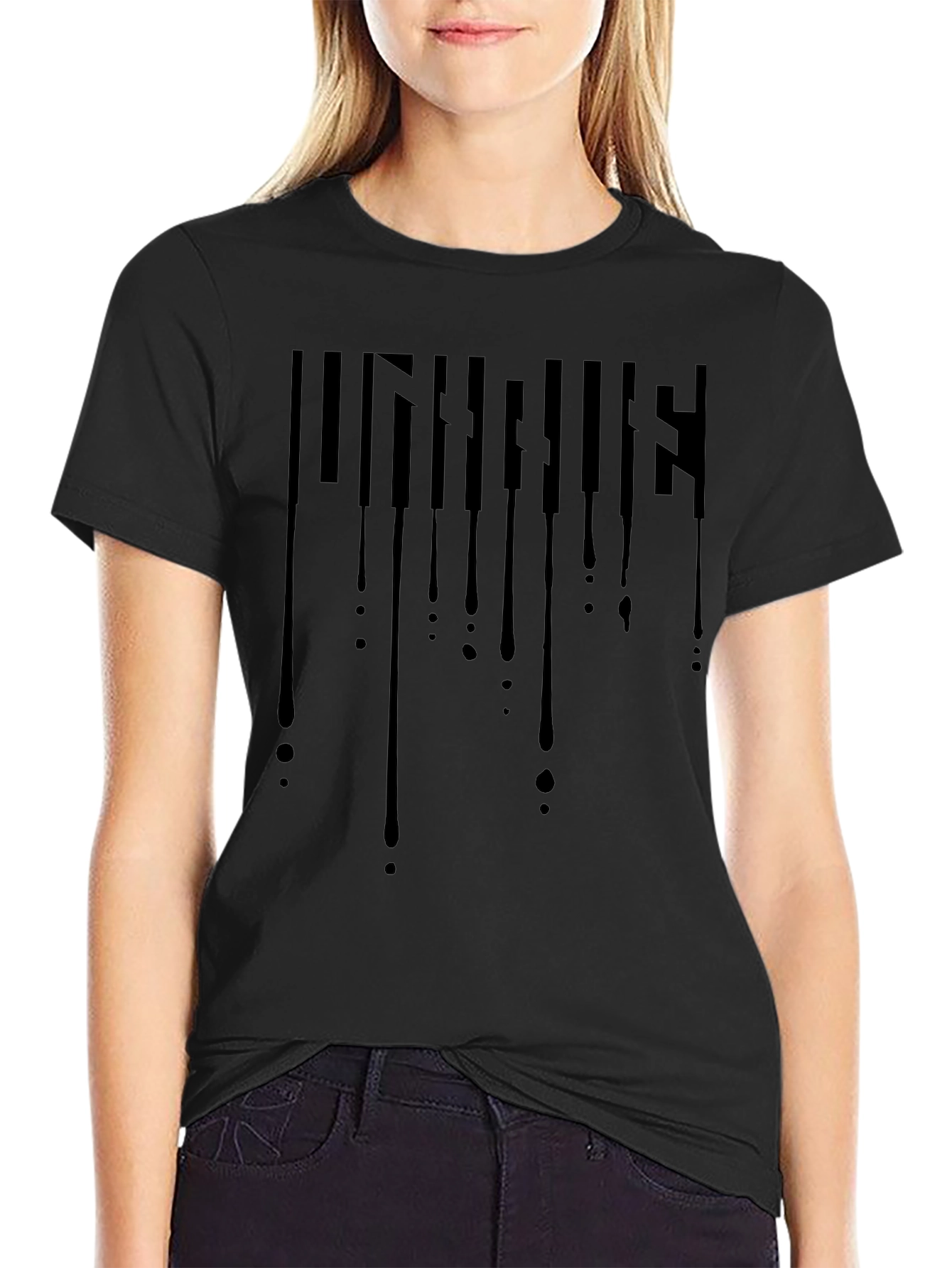 Dripping Piano Keys Graphic Black T-Shirt