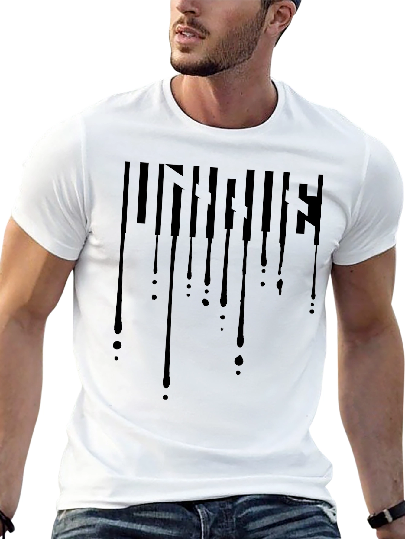 Dripping Piano Keys Graphic Black T-Shirt