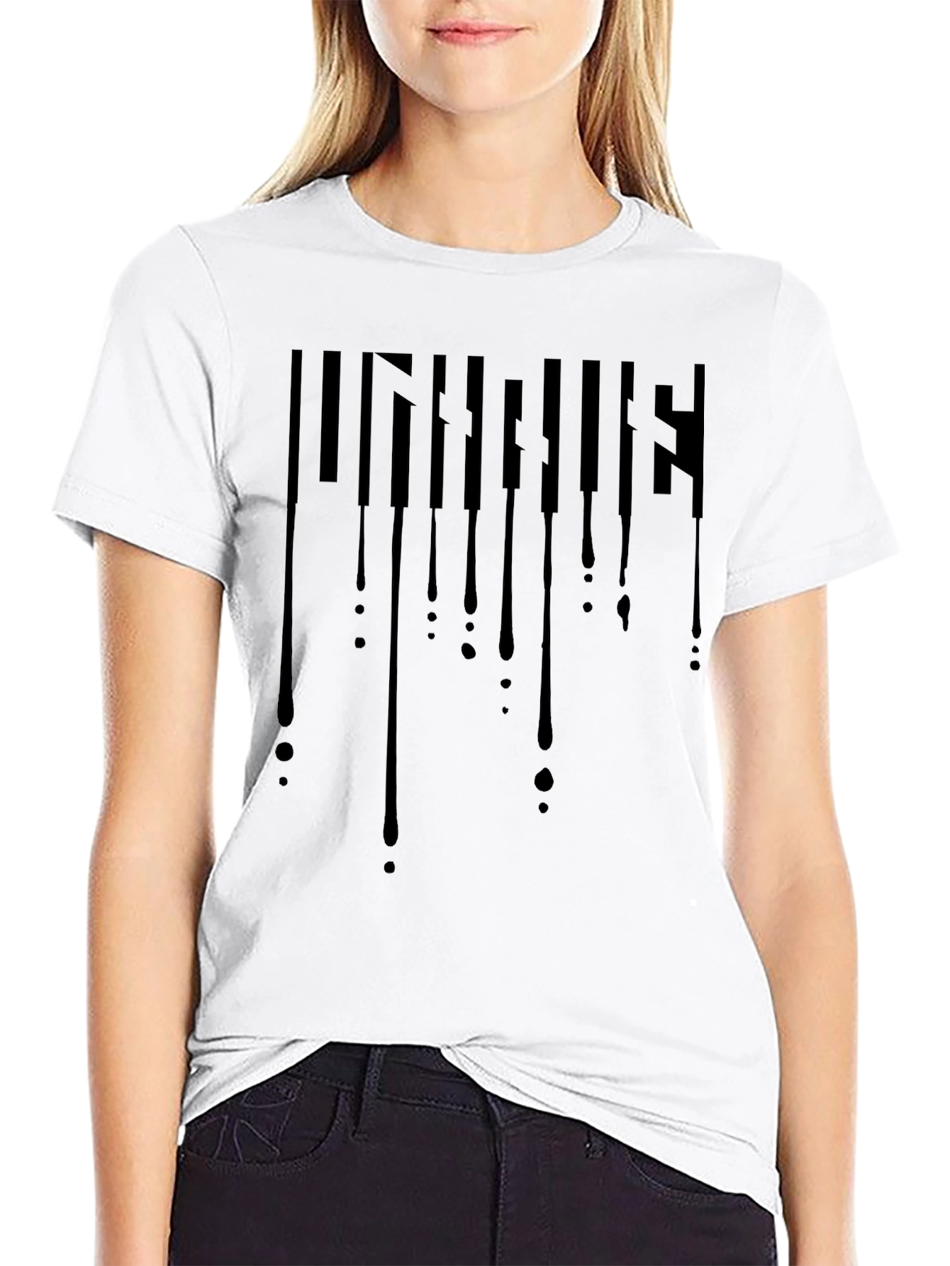 Dripping Piano Keys Graphic Black T-Shirt