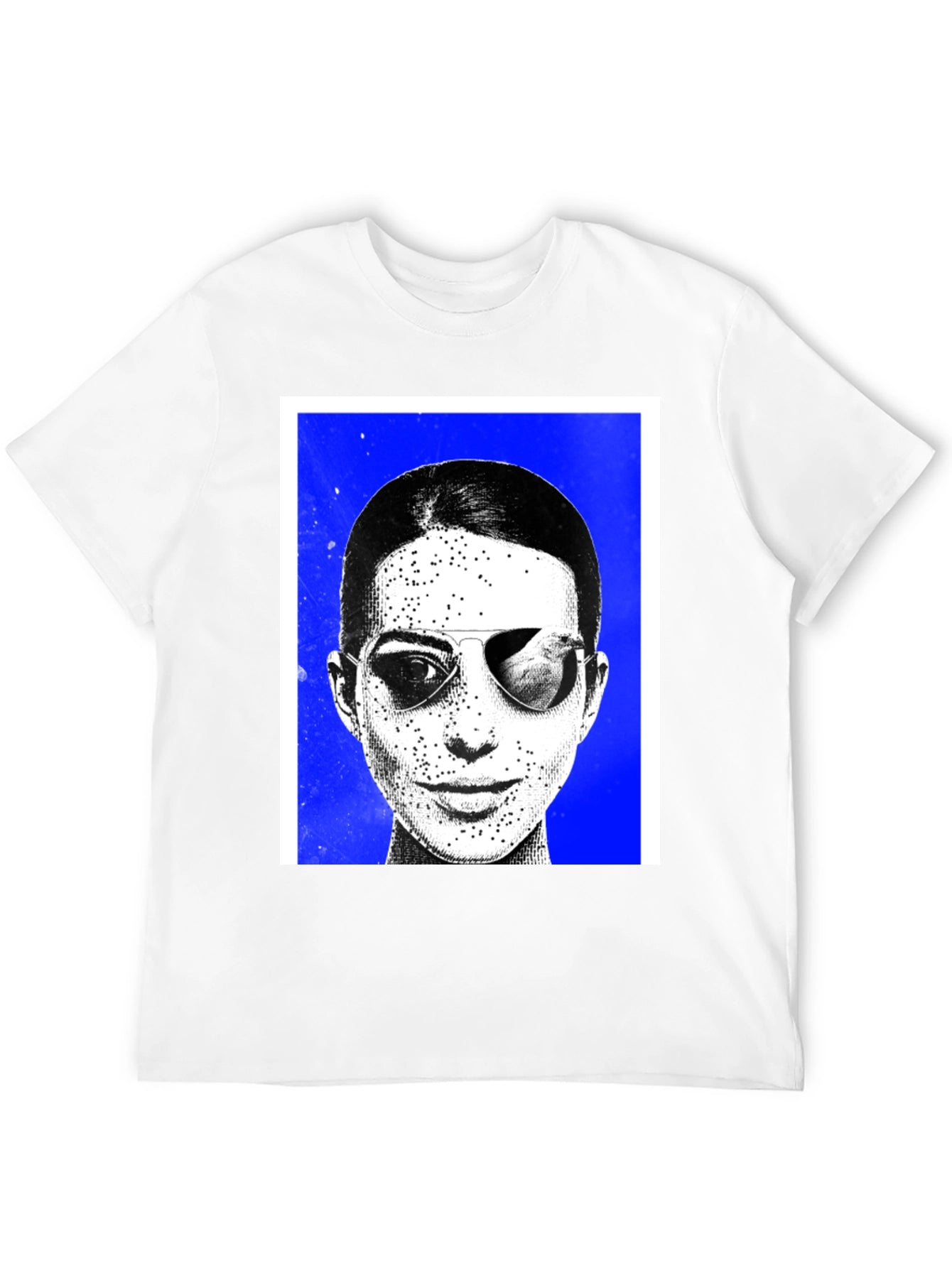 Black Graphic Tee with Sunglasses Art Print