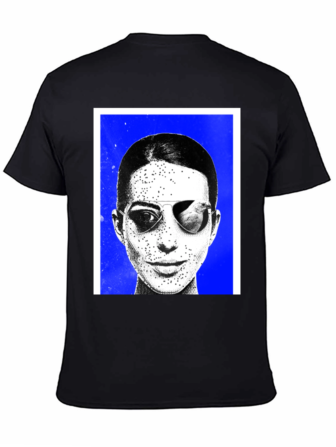 Black Graphic Tee with Sunglasses Art Print