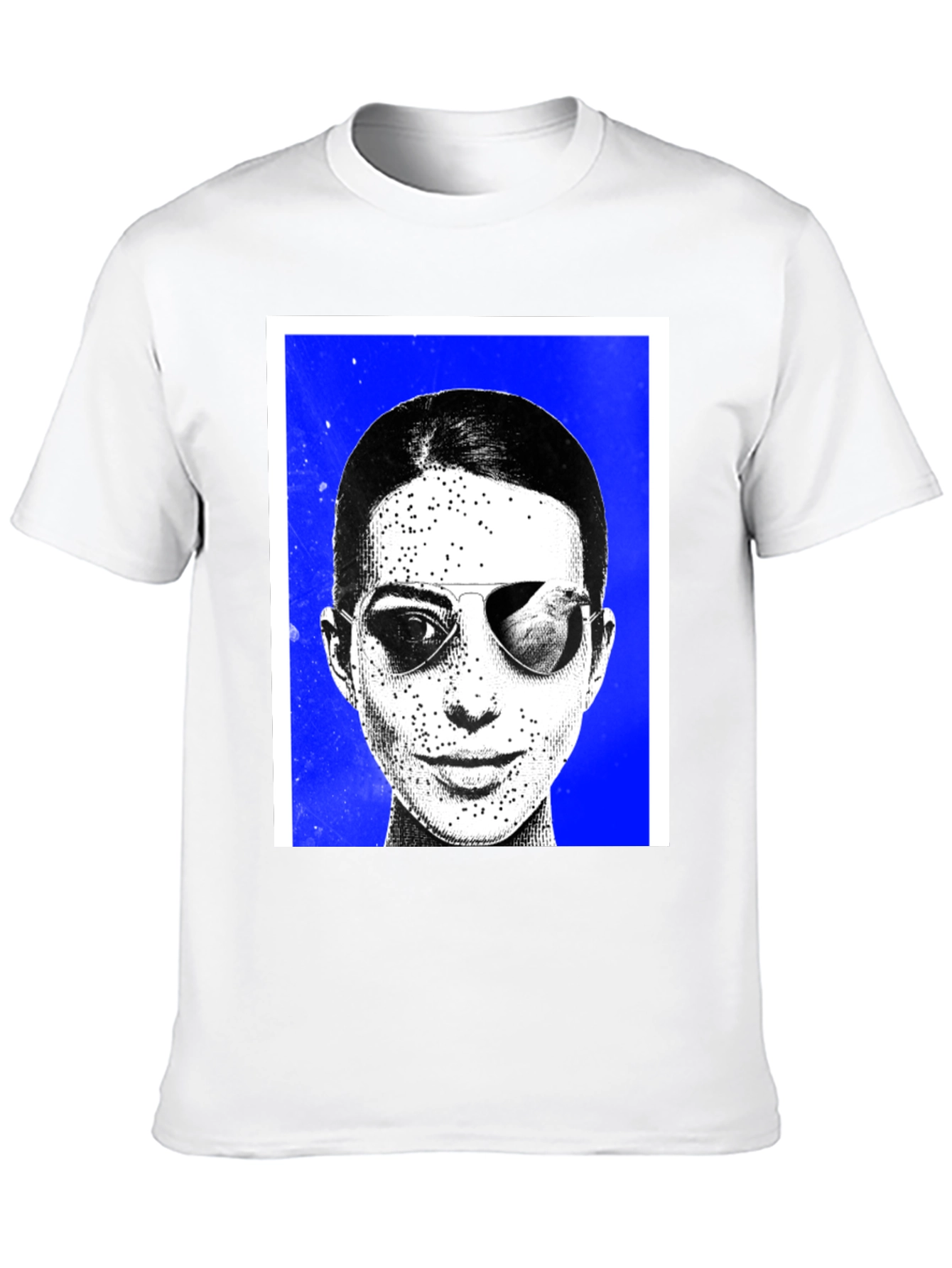 Black Graphic Tee with Sunglasses Art Print