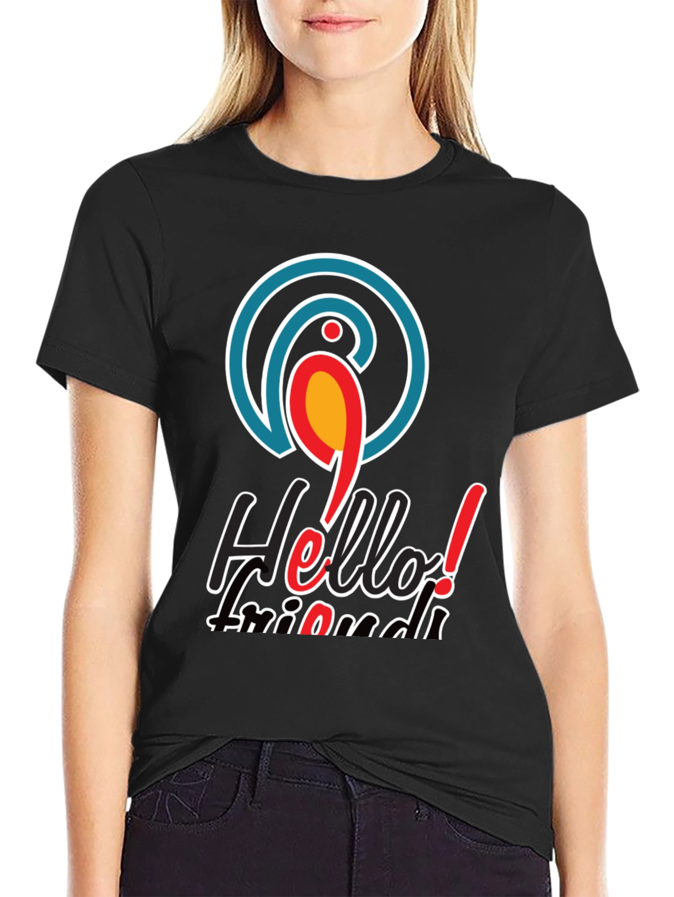 Hello Friends T-Shirt - Parrot Logo Black Tee