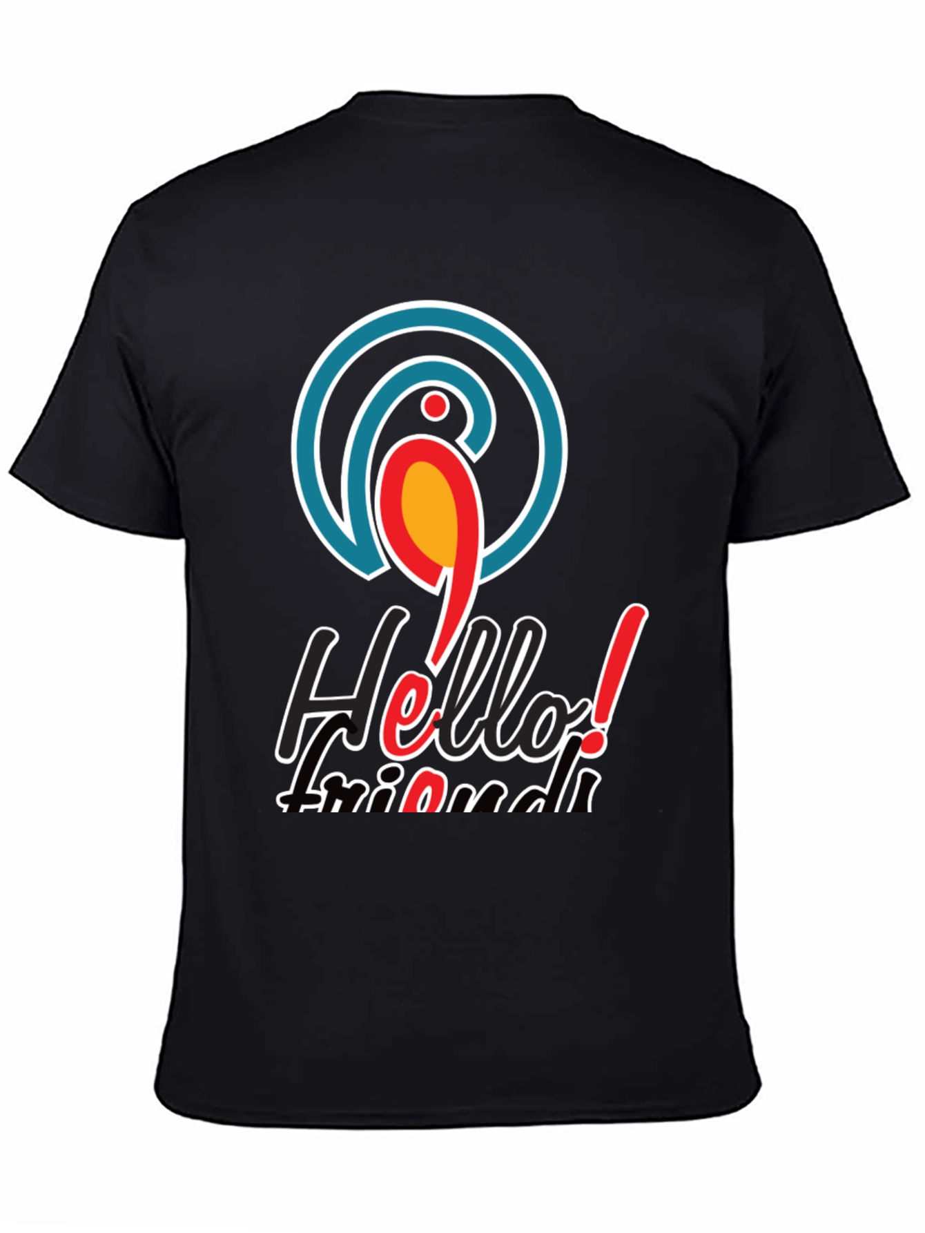 Hello Friends T-Shirt - Parrot Logo Black Tee