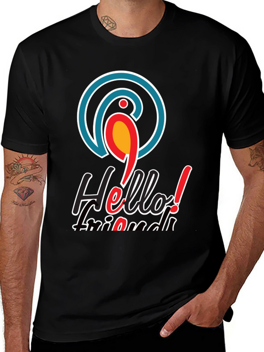 Hello Friends T-Shirt - Parrot Logo Black Tee