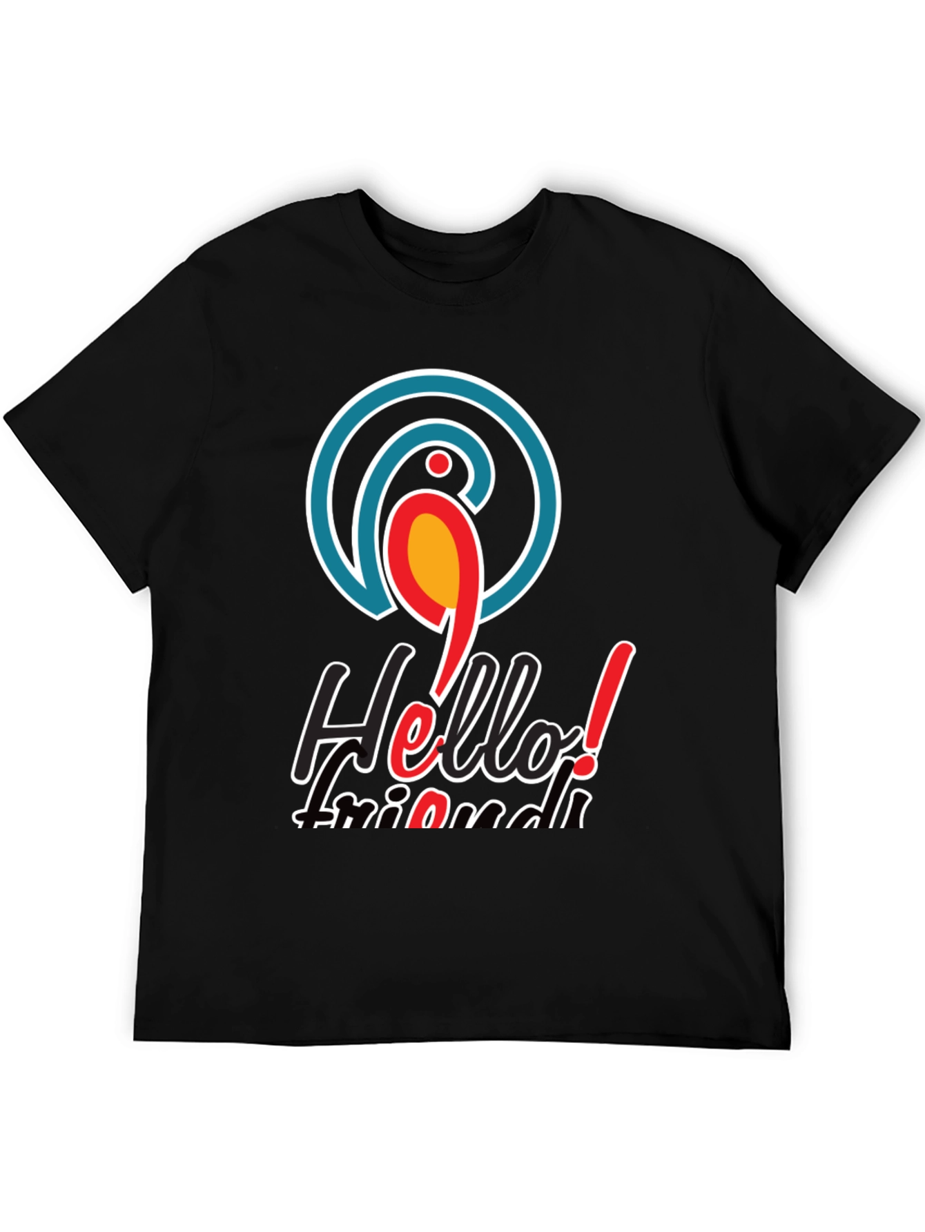Hello Friends T-Shirt - Parrot Logo Black Tee