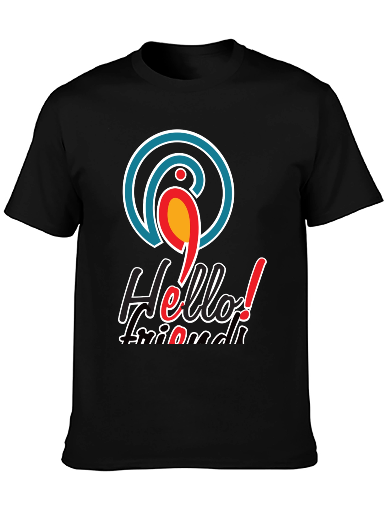 Hello Friends T-Shirt - Parrot Logo Black Tee