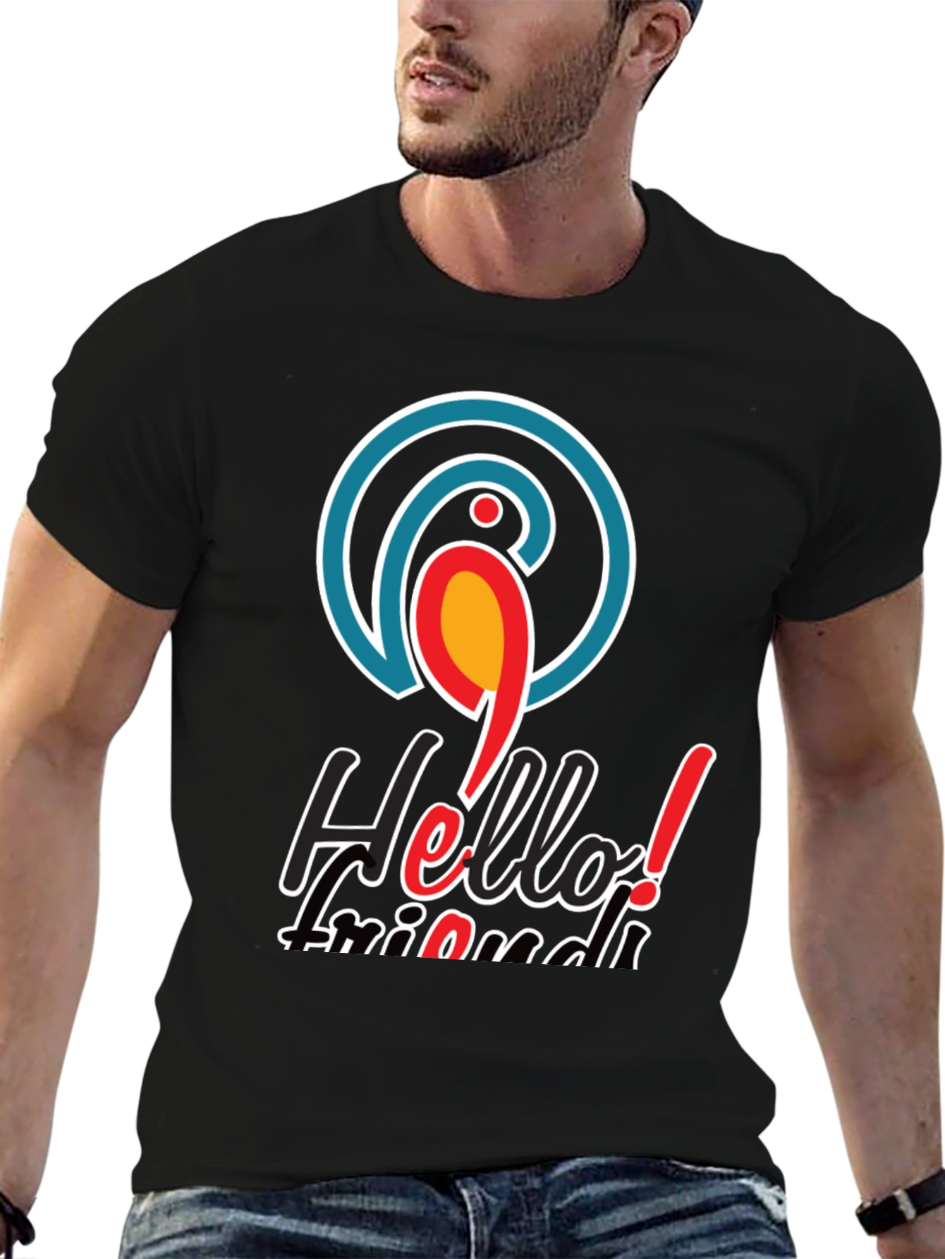 Hello Friends T-Shirt - Parrot Logo Black Tee