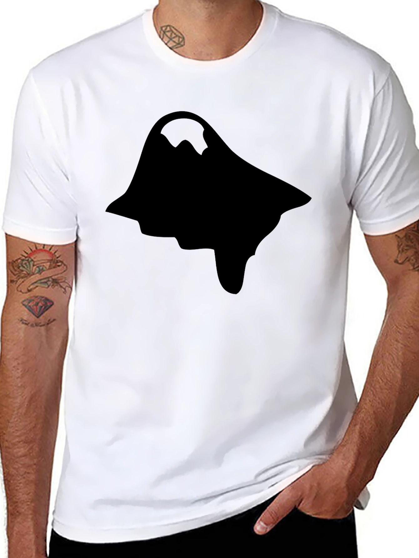 Mens Graphic Print Black Short Sleeve T-Shirt