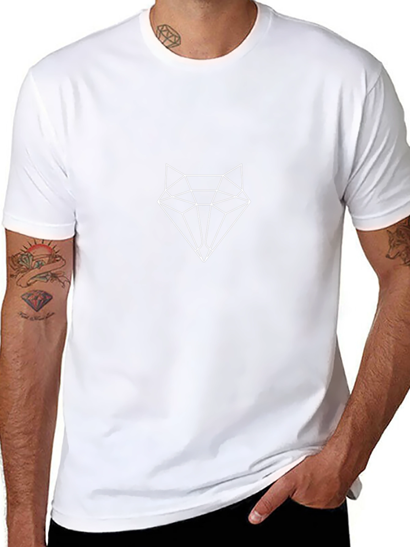 Geometric Wolf Graphic Tee - Modern Black T-Shirt