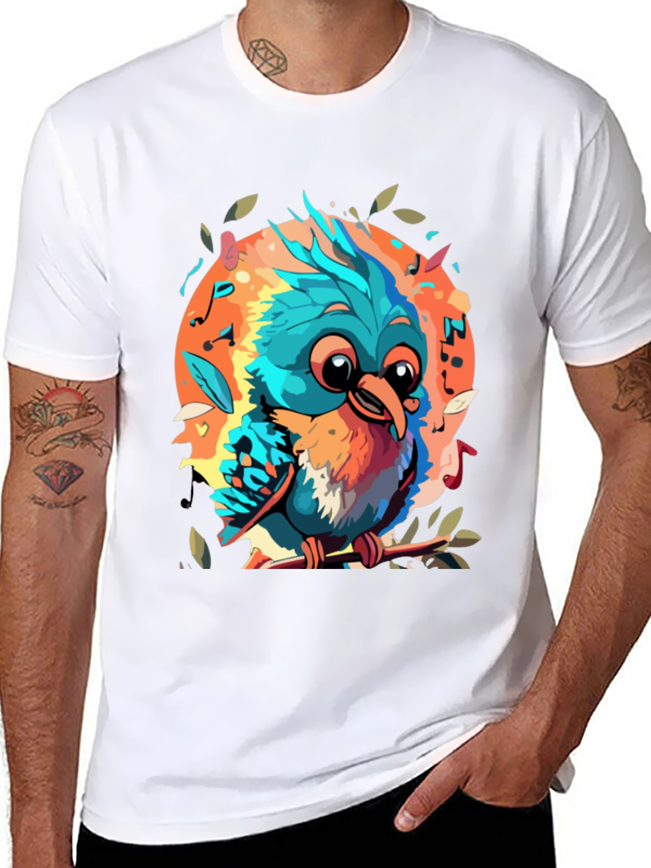 Cartoon Bird Graphic Tee - Soft Cotton Blend
