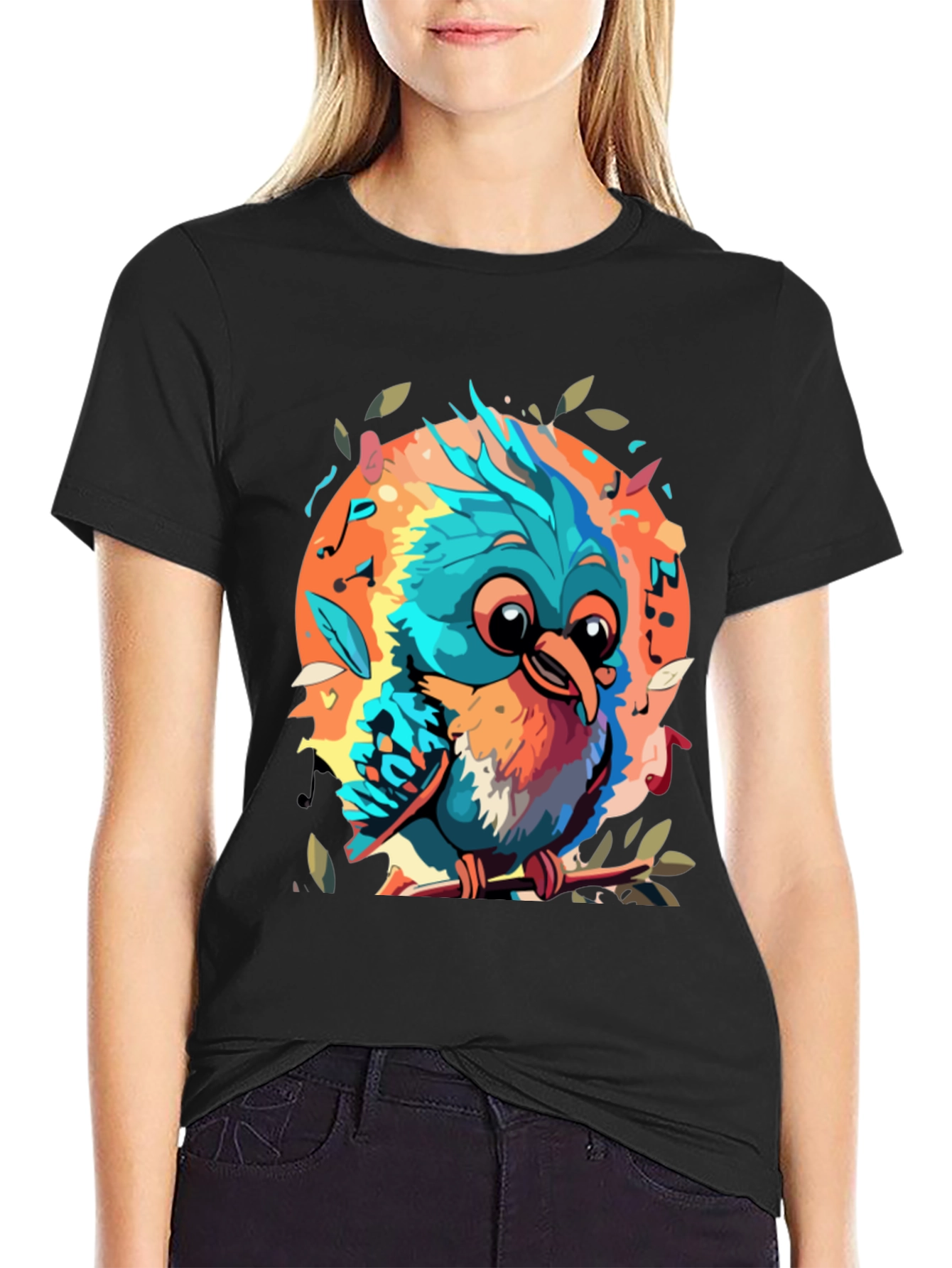 Cartoon Bird Graphic Tee - Soft Cotton Blend
