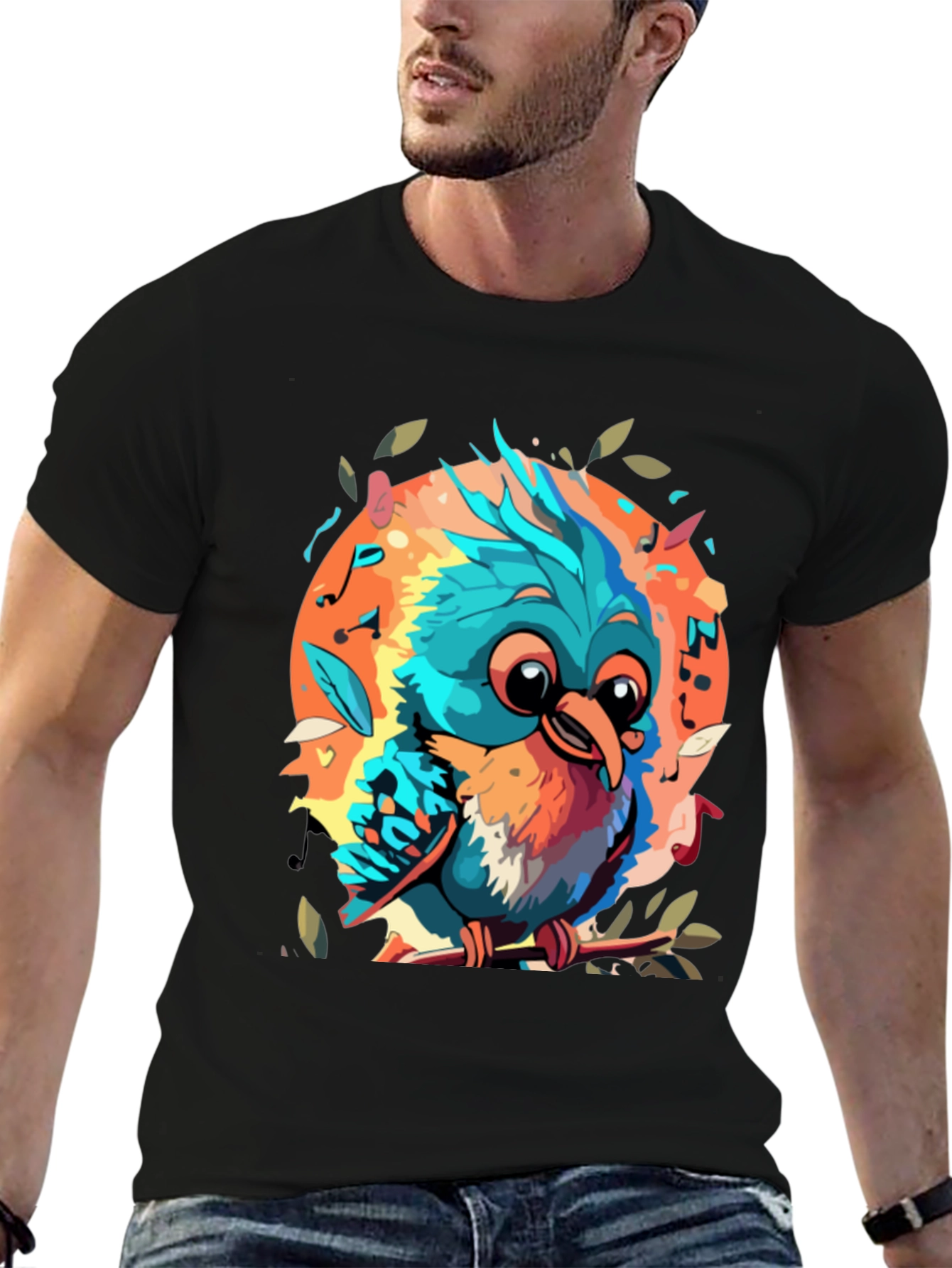 Cartoon Bird Graphic Tee - Soft Cotton Blend