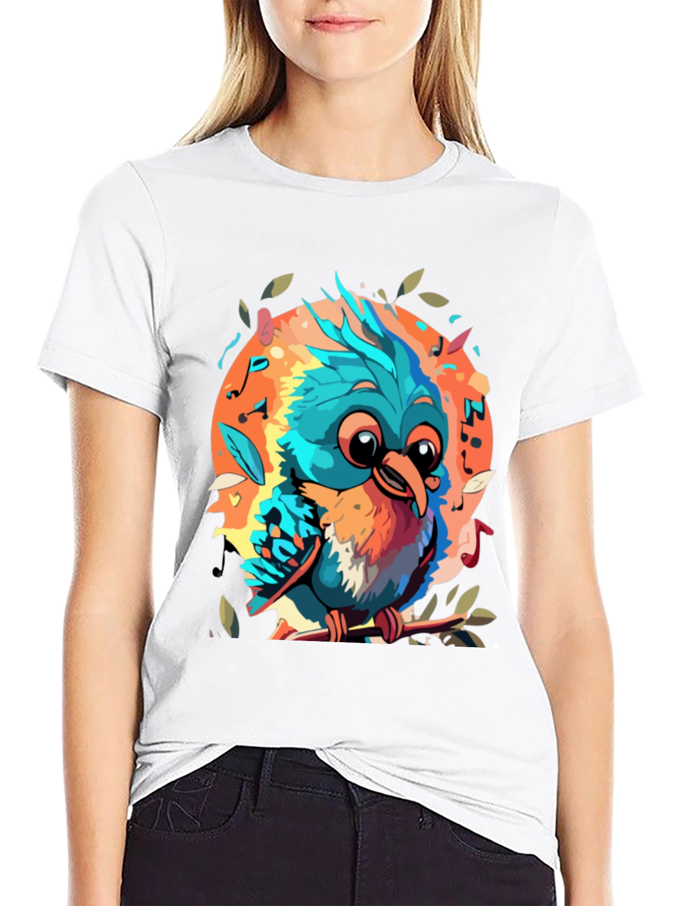 Cartoon Bird Graphic Tee - Soft Cotton Blend