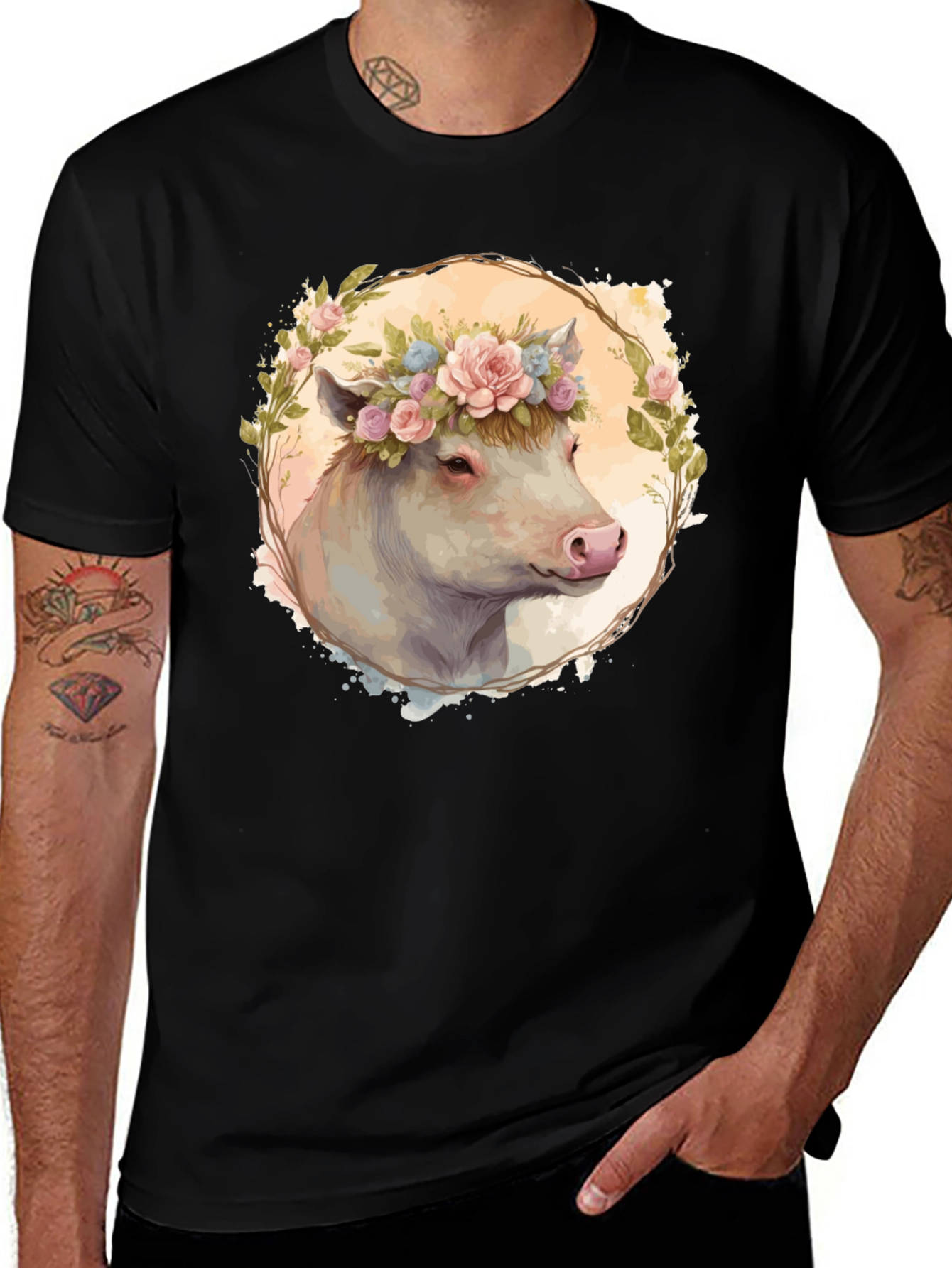 Floral Cow Graphic Tee