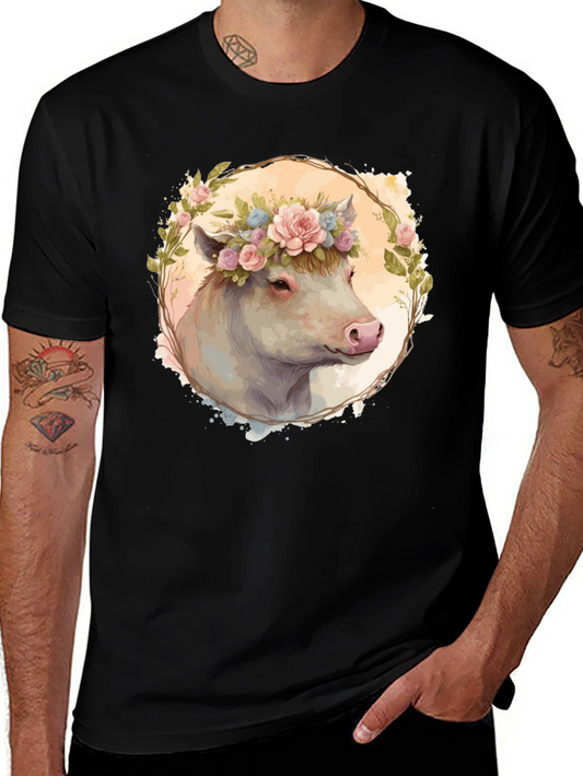 Floral Cow Graphic Tee