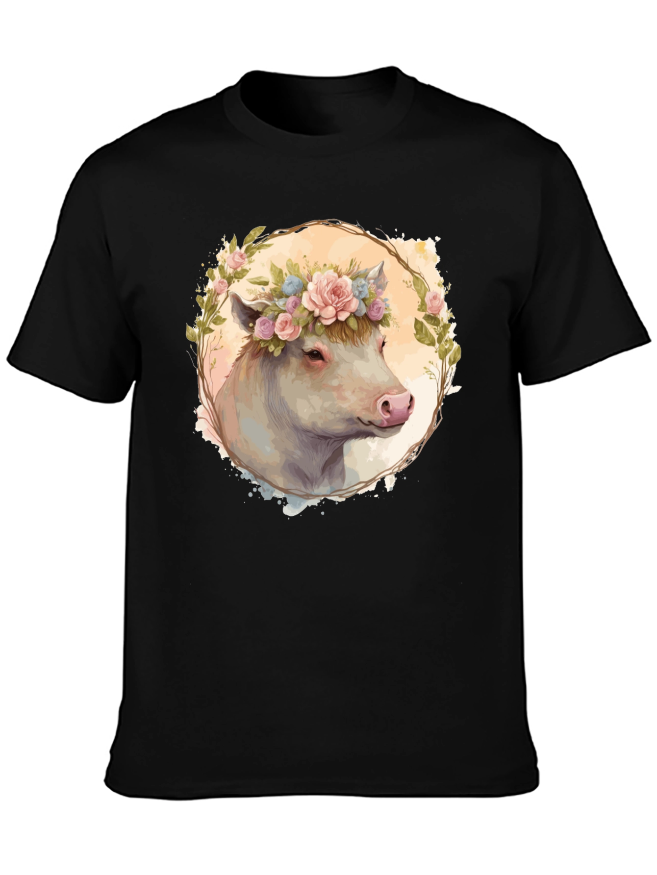 Floral Cow Graphic Tee